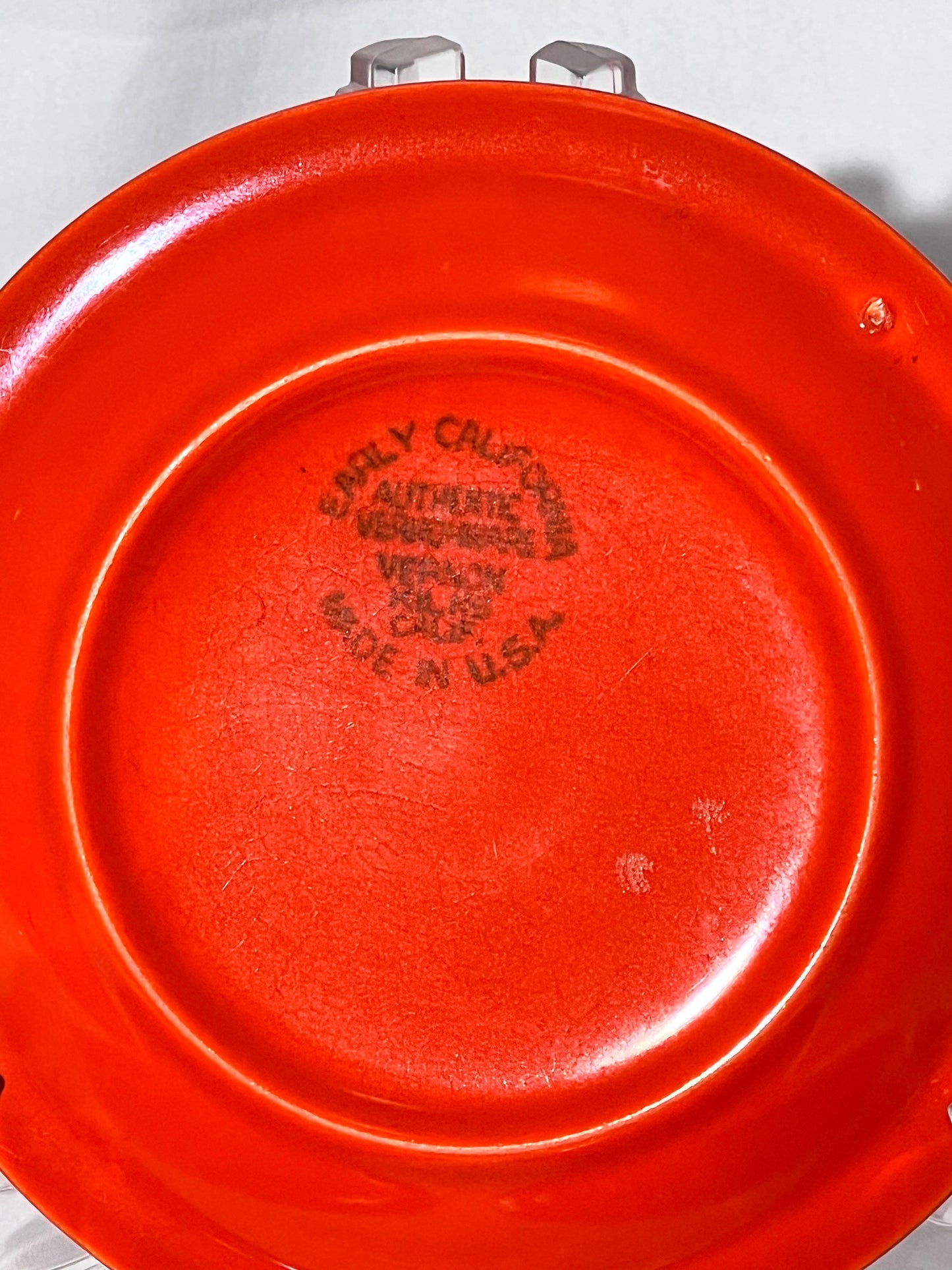 Bauer Pottery- vintage- orange- 4 1/2” saucers - set of 3 - Ring ware