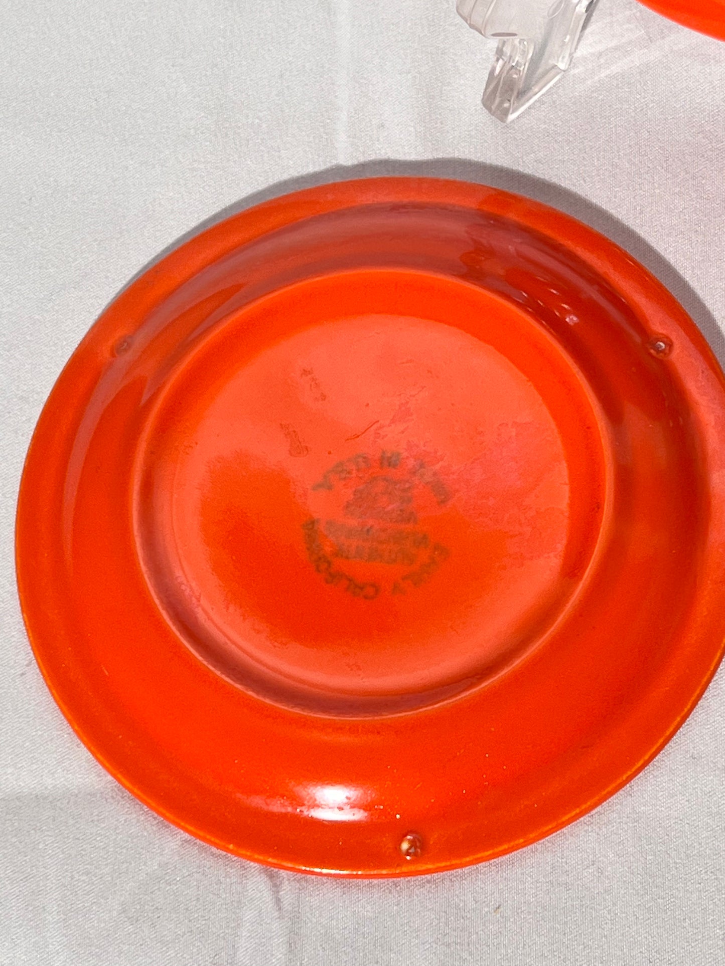 Bauer Pottery- vintage- orange- 4 1/2” saucers - set of 3 - Ring ware