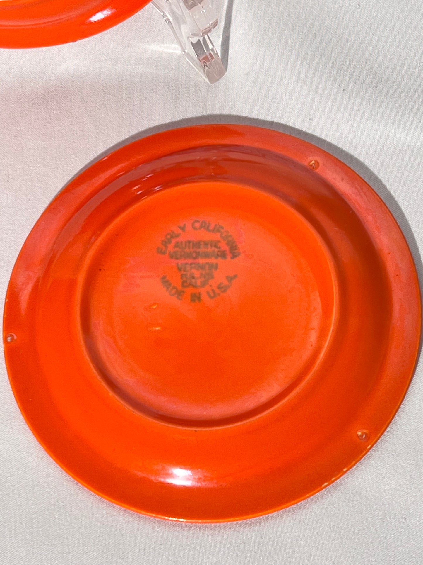 Bauer Pottery- vintage- orange- 4 1/2” saucers - set of 3 - Ring ware