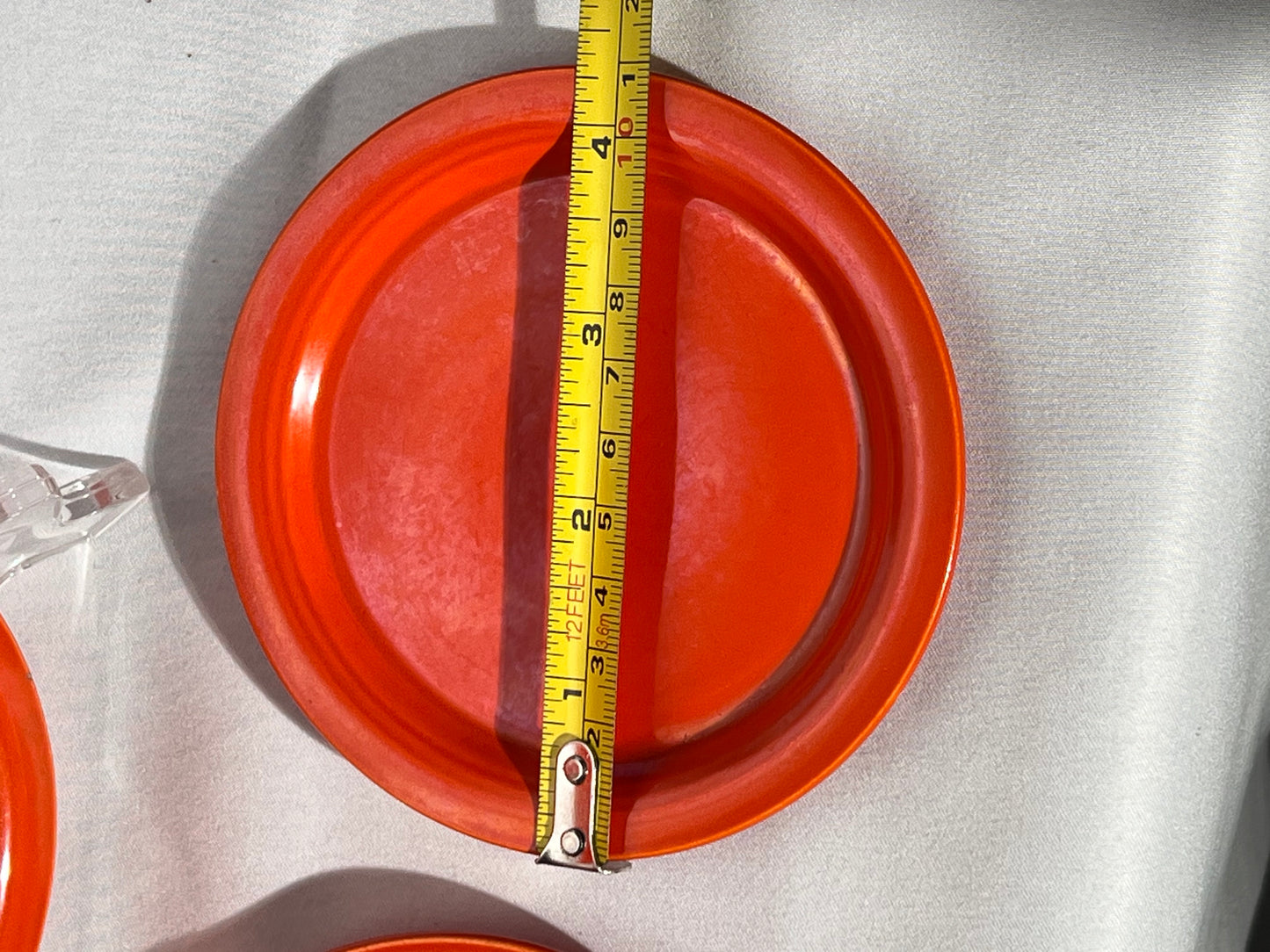 Bauer Pottery- vintage- orange- 4 1/2” saucers - set of 3 - Ring ware