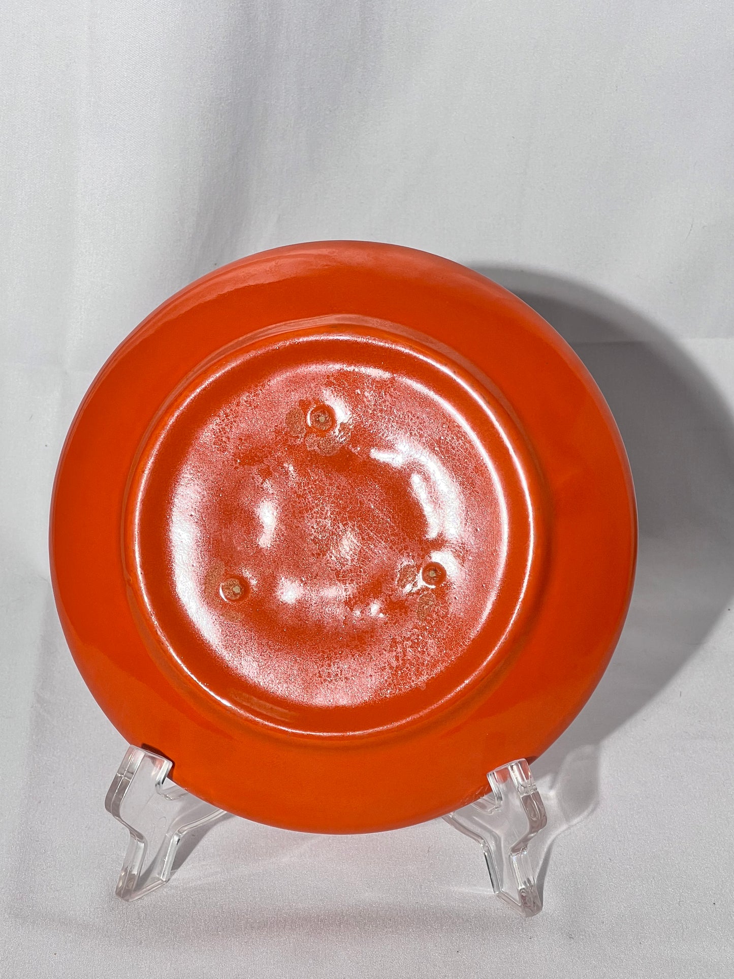Bauer Pottery- vintage- orange- 6” tea cup plate - Ring ware -3 rings