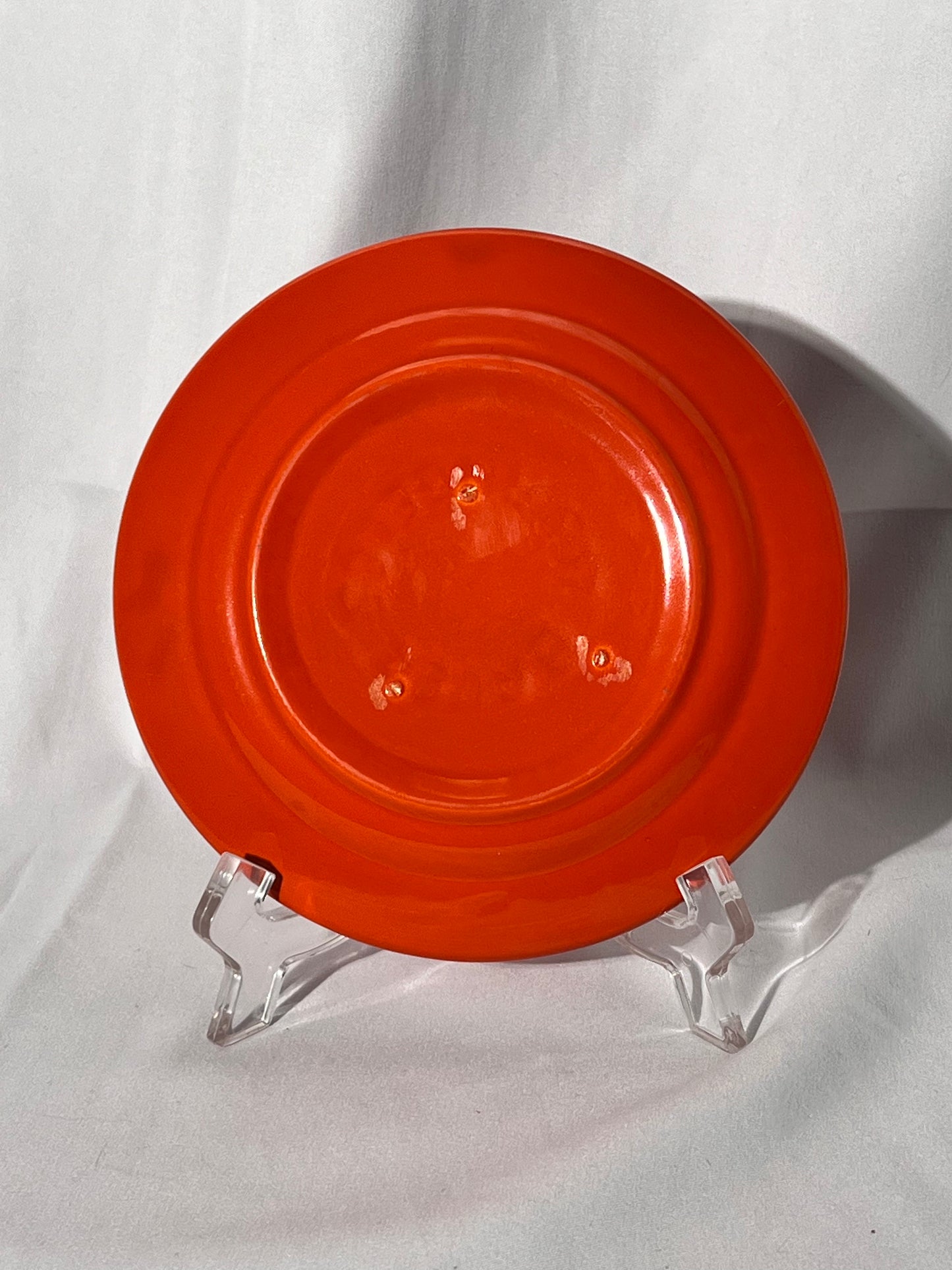 Bauer Pottery- Los Angeles - vintage- orange- 6 1/2” tea cup plate - Ring ware - 5 rings