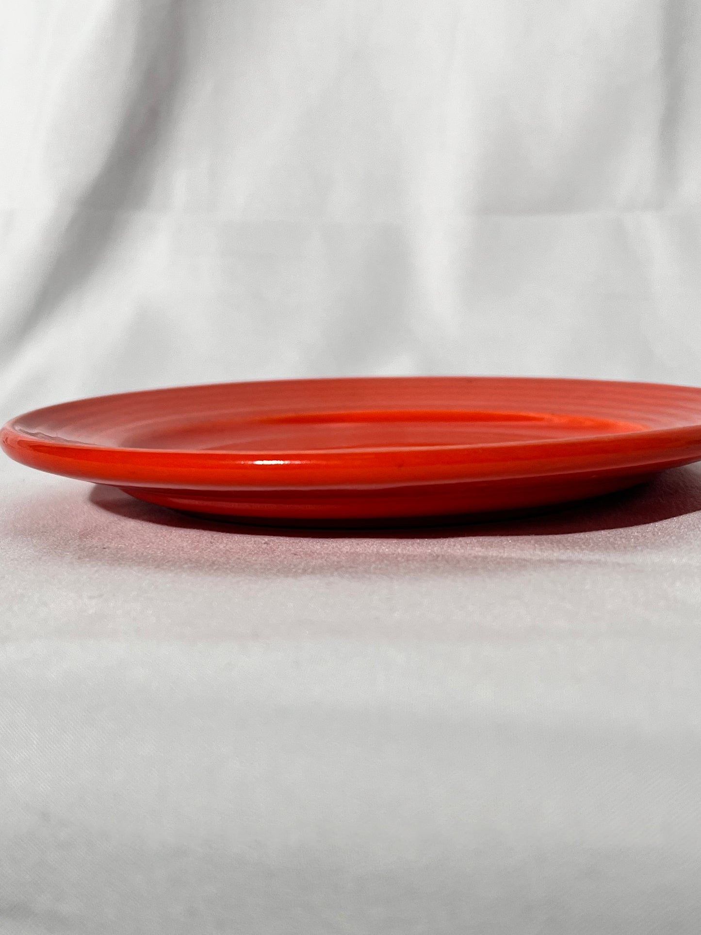 Bauer Pottery- Los Angeles - vintage- orange- 6 1/2” dessert plate - Ring ware - 5 rings
