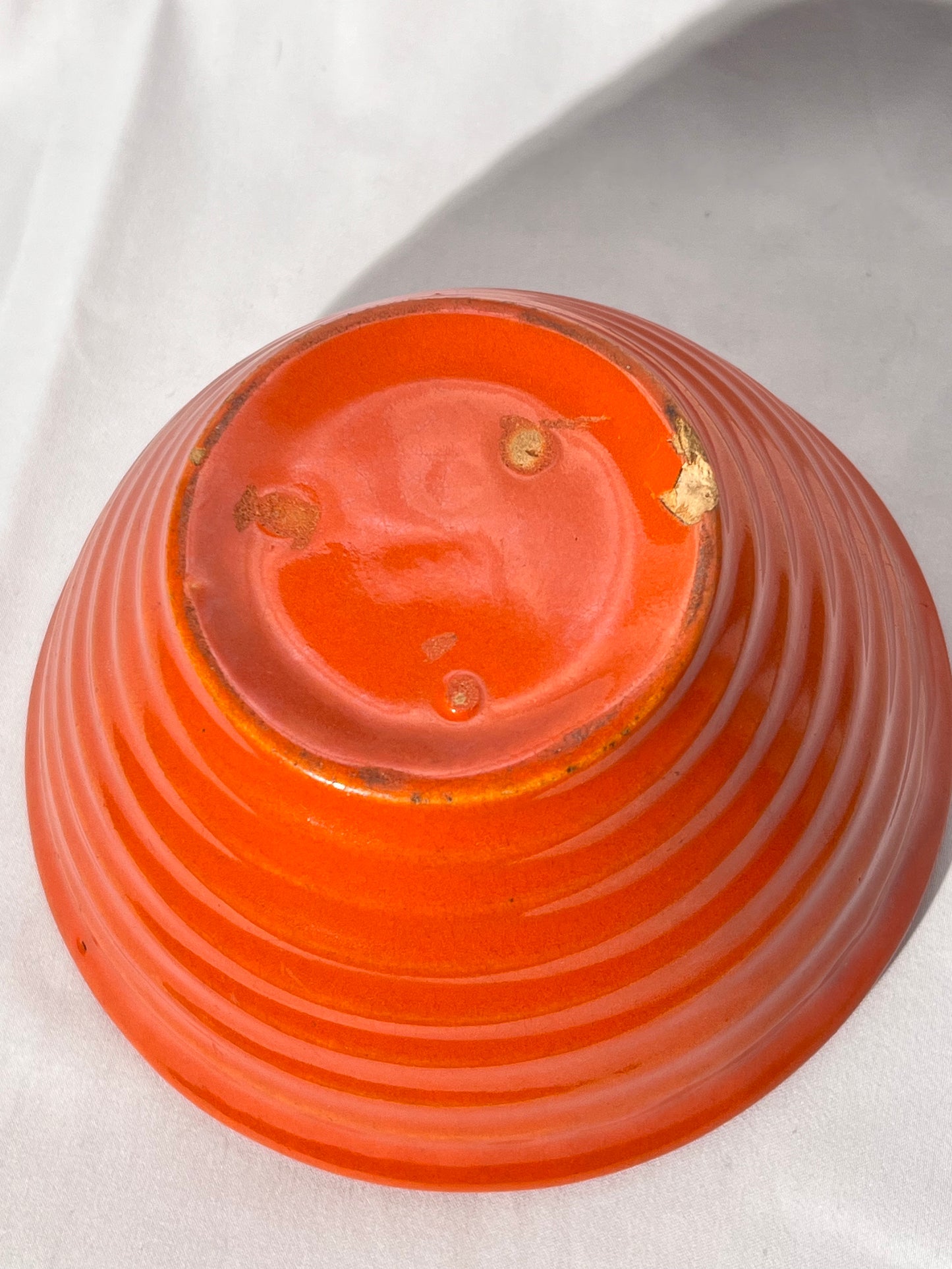 Bauer Pottery- Los Angeles - Vintage - Orange- Ring ware - 6” Bowl