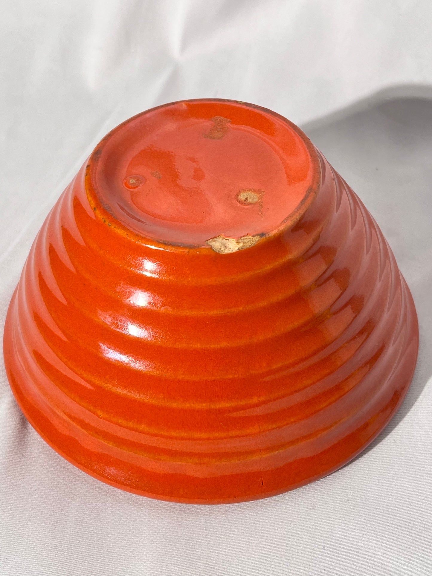 Bauer Pottery- Los Angeles - Vintage - Orange- Ring ware - 6” Bowl