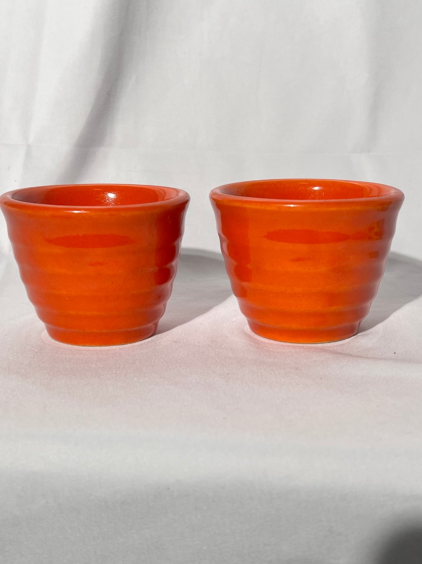 Bauer Pottery- Los Angeles - Vintage - Orange- Ring ware - set of 2 -custard cups