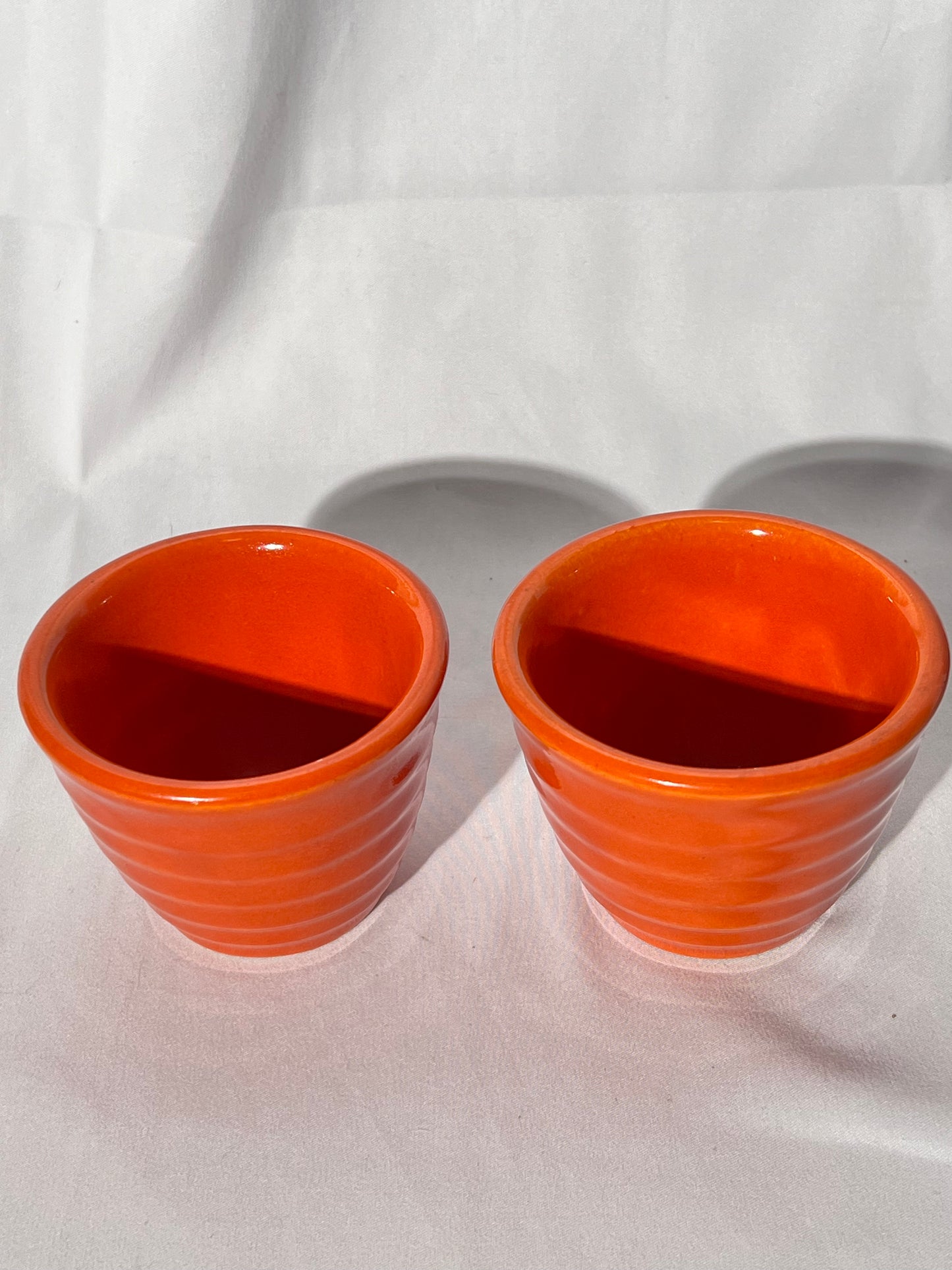 Bauer Pottery- Los Angeles - Vintage - Orange- Ring ware - set of 2 -custard cups