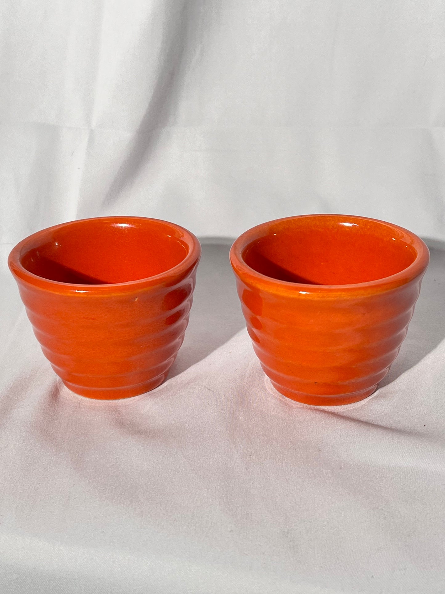 Bauer Pottery- Los Angeles - Vintage - Orange- Ring ware - set of 2 -custard cups