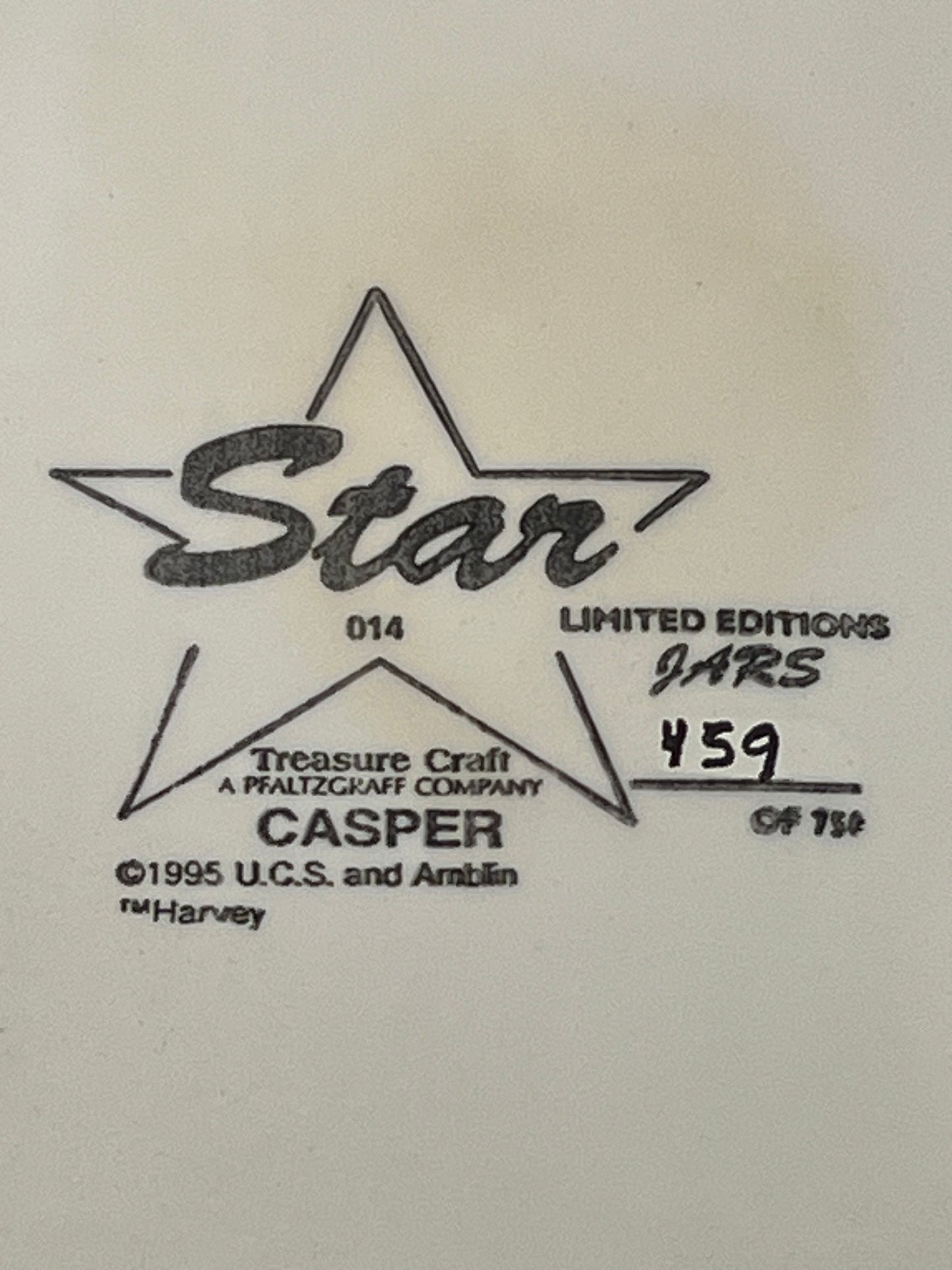 Casper - large Cookie Jar - Star 014 - Treasure Craft - Limited Edition- 459/750 - 1995