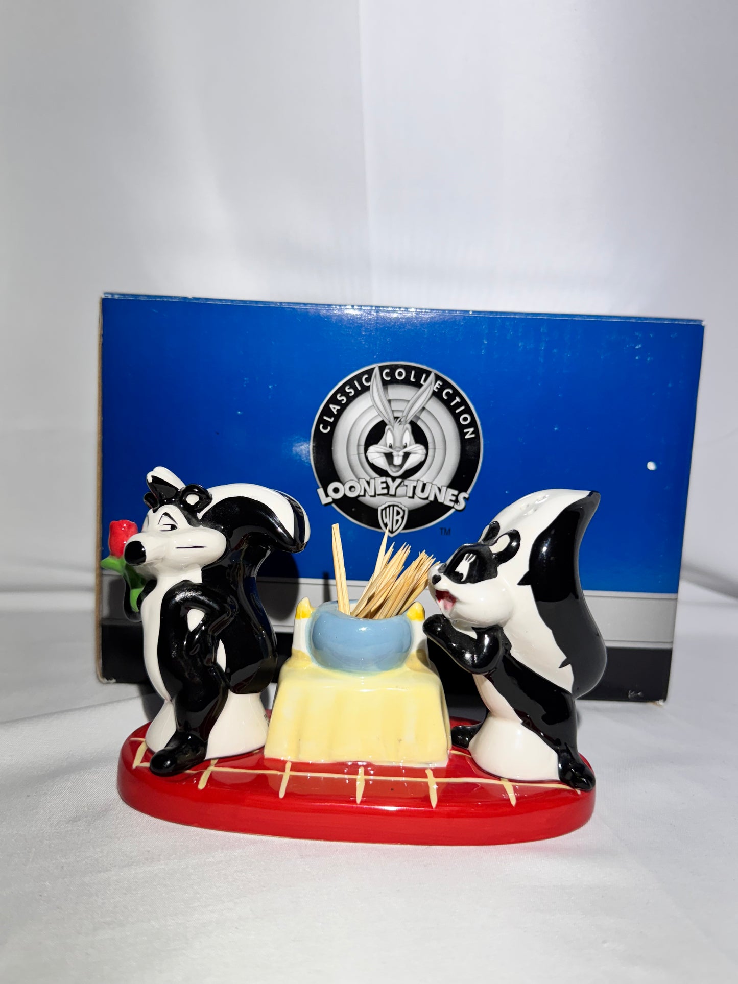 Pepe Le Pew and Penelope-Salt and Pepper and toothpick holder-Warner Brothers-Looney Tunes- magnetic - item # 23833