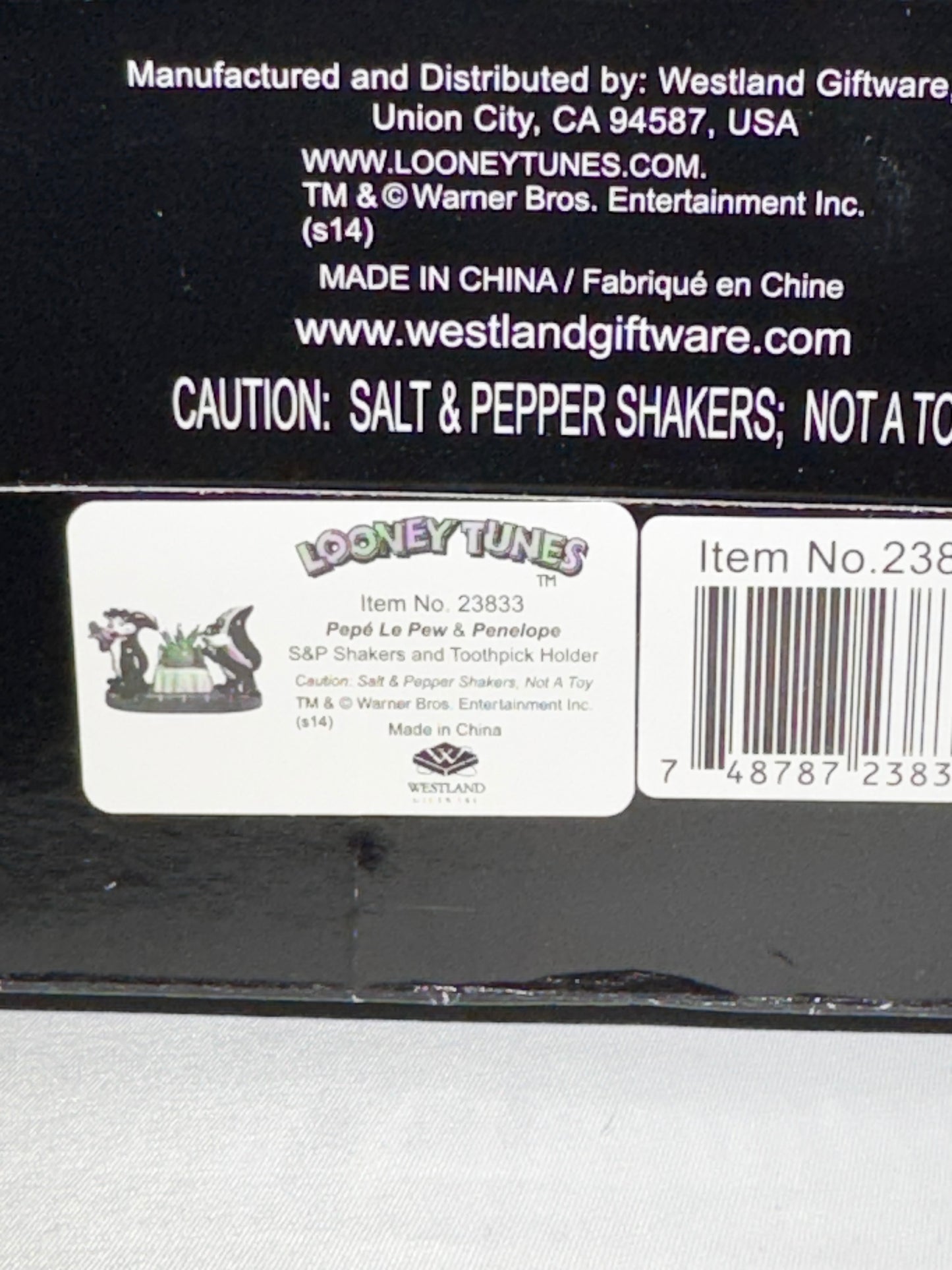 Pepe Le Pew and Penelope-Salt and Pepper and toothpick holder-Warner Brothers-Looney Tunes- magnetic - item # 23833