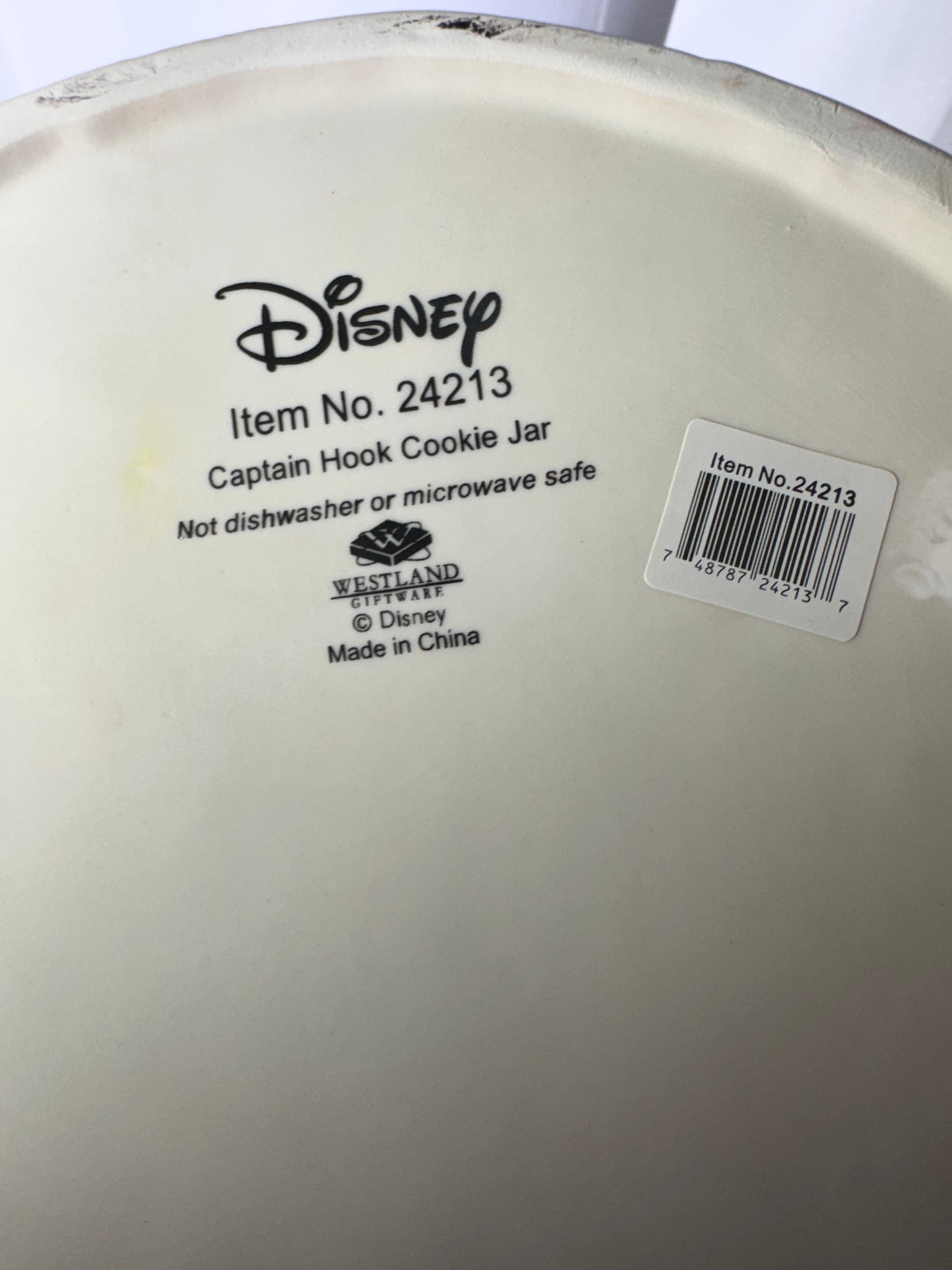 Captain Hook- Cookie Jar - Disney- Peter Pan - Westland Giftware- item number 24213