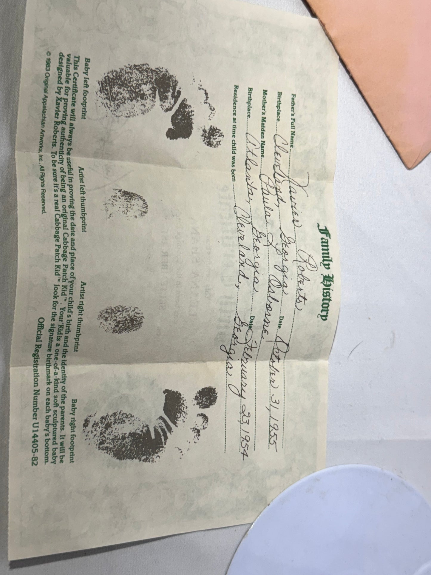 Cabbage Patch Kids -17” Doll - Leana Shana -Birth Certificate and Adoption papers-Xavier Roberts 85- blonde with blue eyes