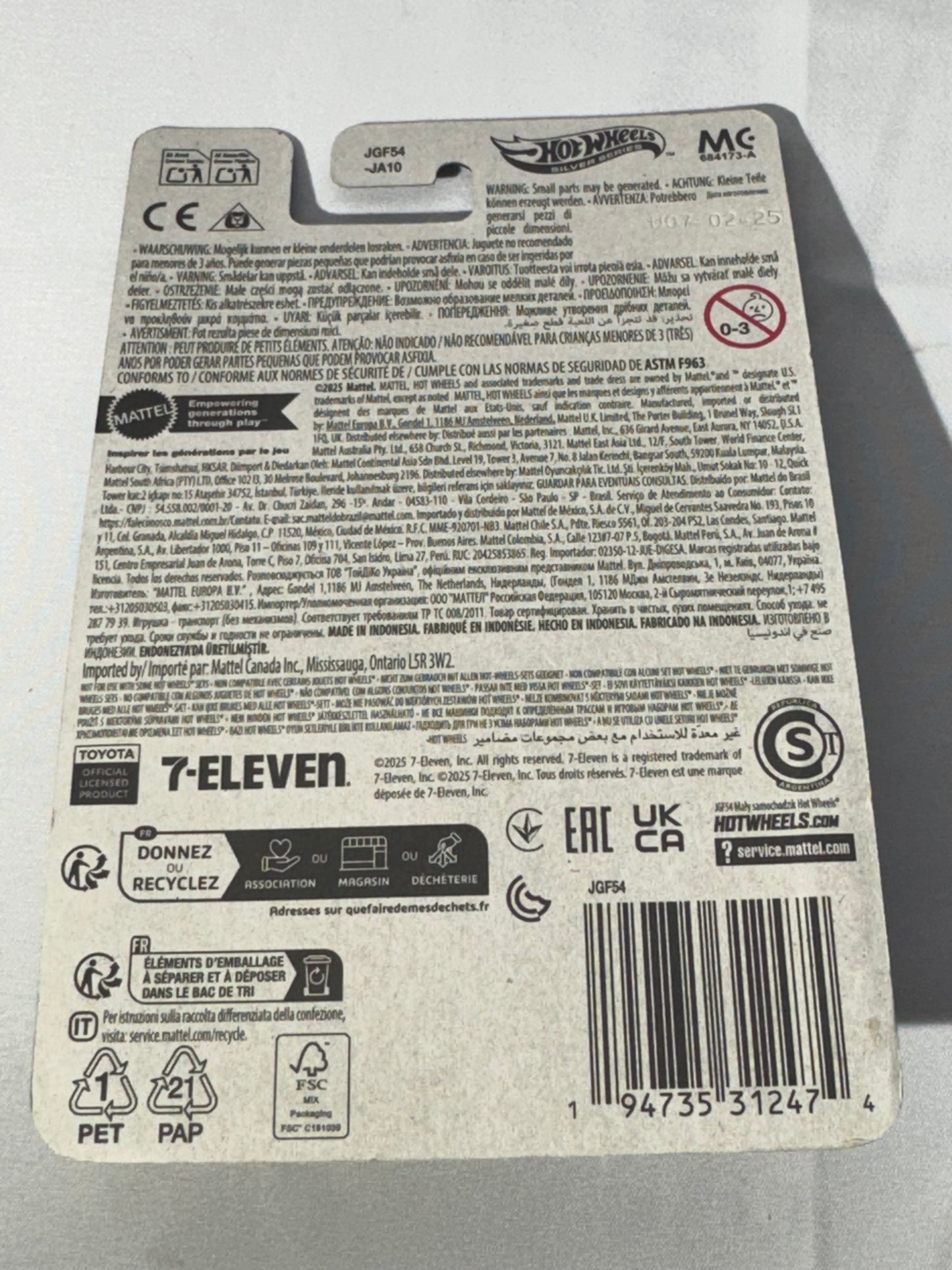 Hot wheels- Toyota Supra - JGF54 - silver series- Mattel - 7Eleven