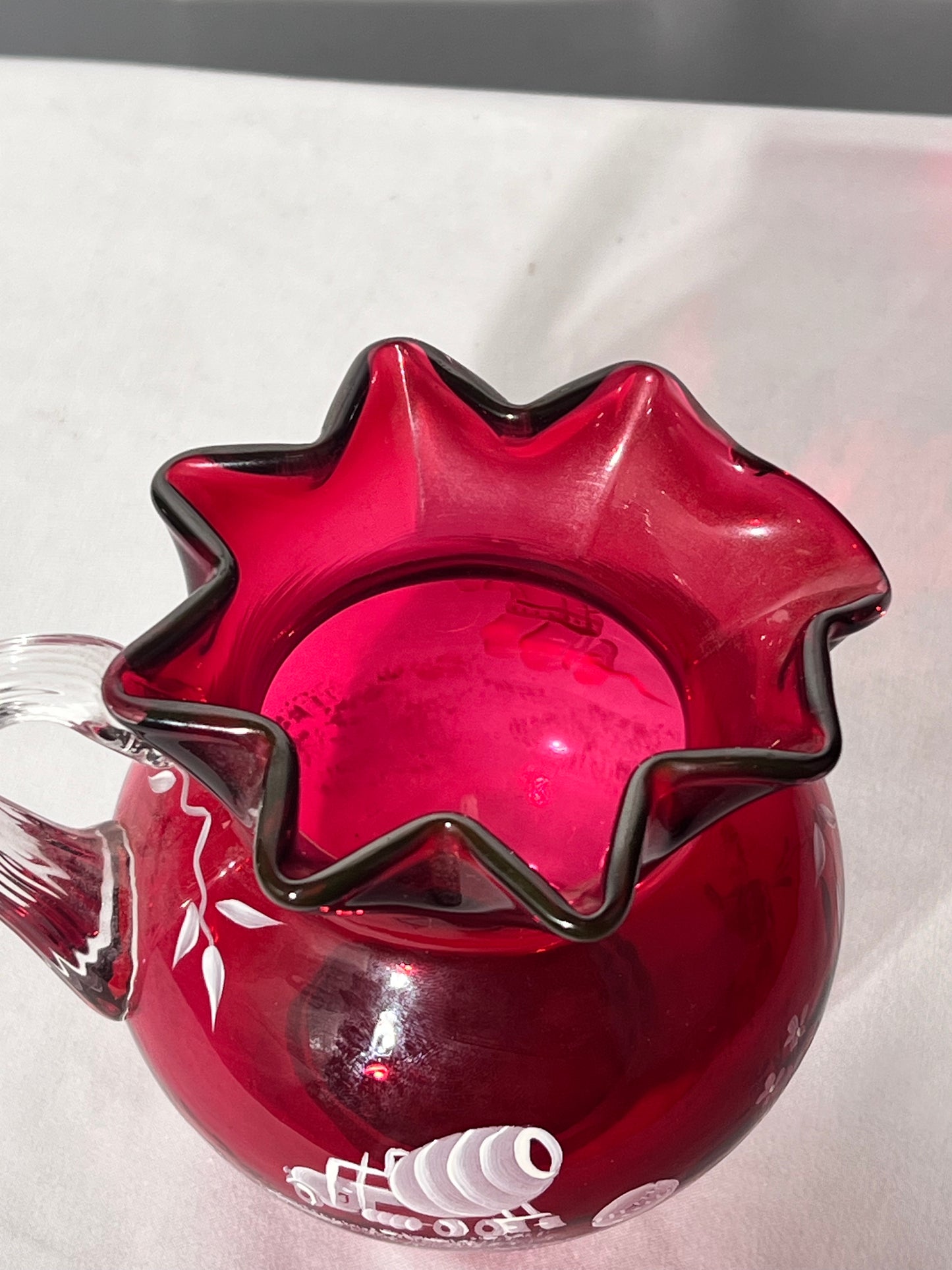 Fenton - Cranberry Creamer - Boy with Toys - limited edition #836/1850