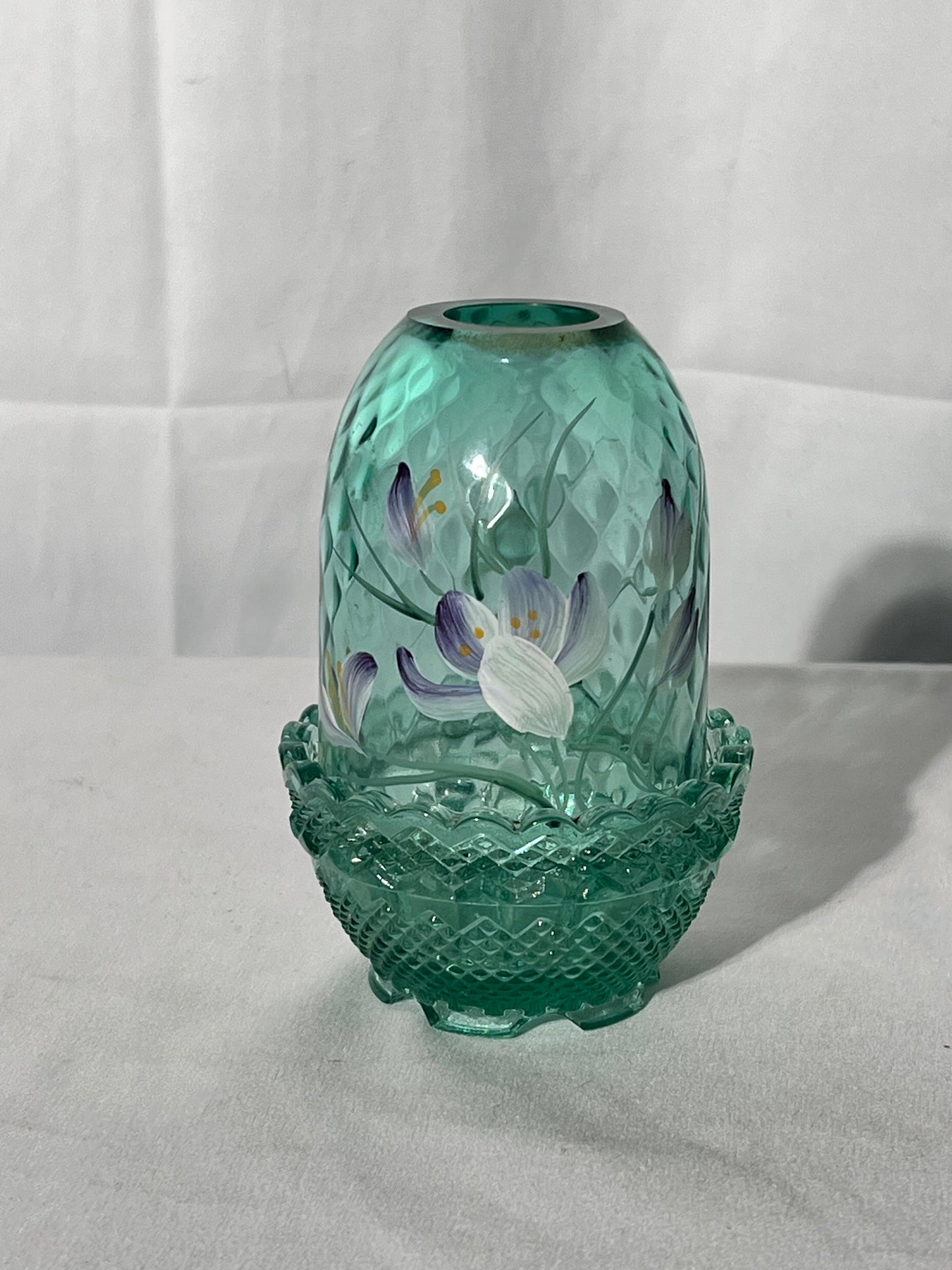 Fenton - Fairy Light - 5” tall - willow green - sign and sticker - no chips