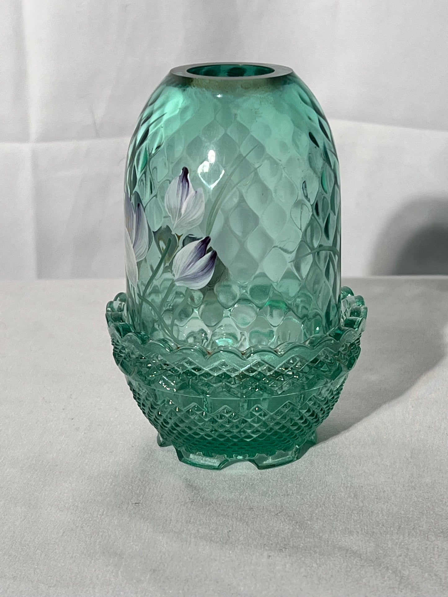Fenton - Fairy Light - 5” tall - willow green - sign and sticker - no chips