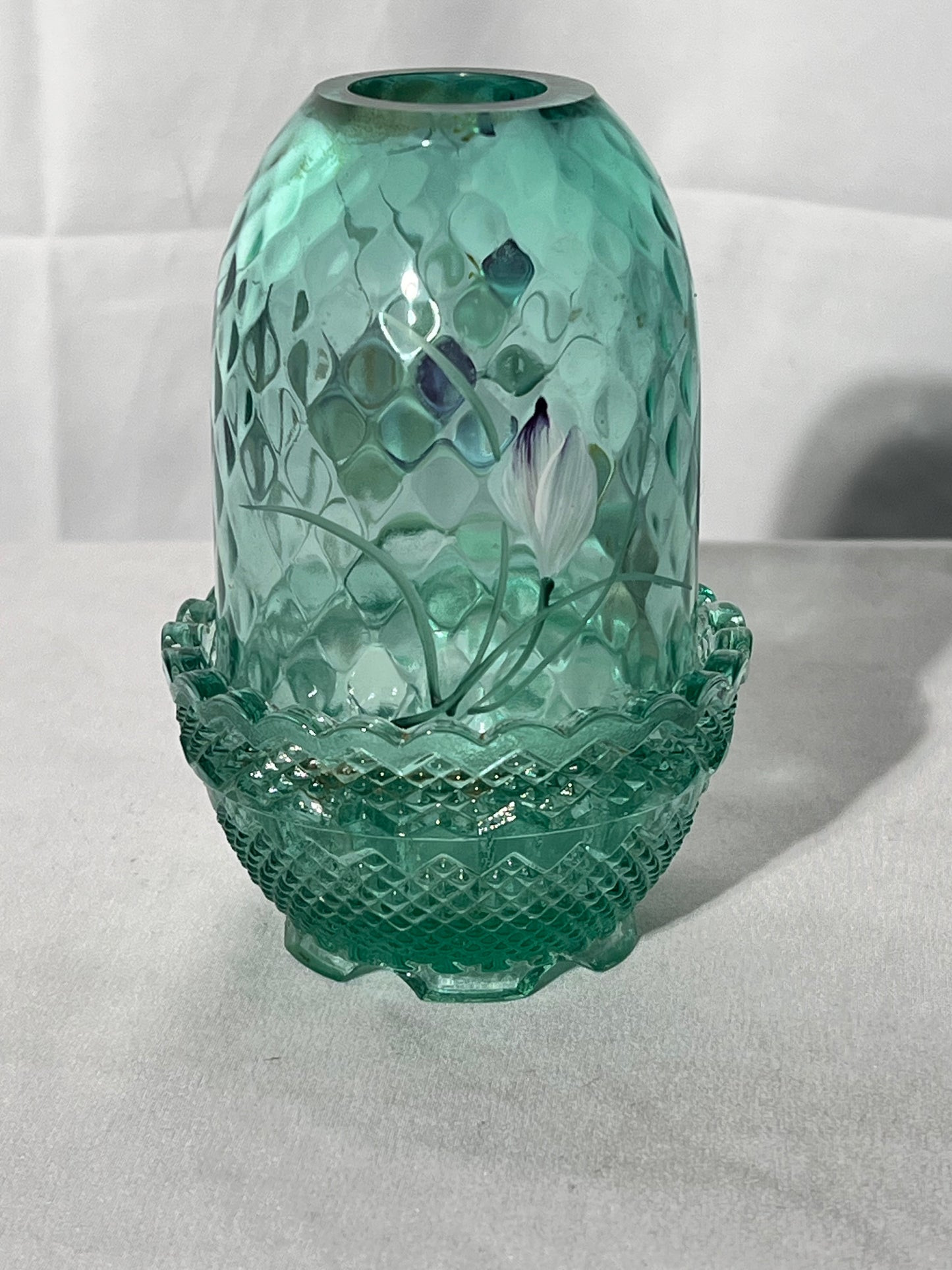 Fenton - Fairy Light - 5” tall - willow green - sign and sticker - no chips