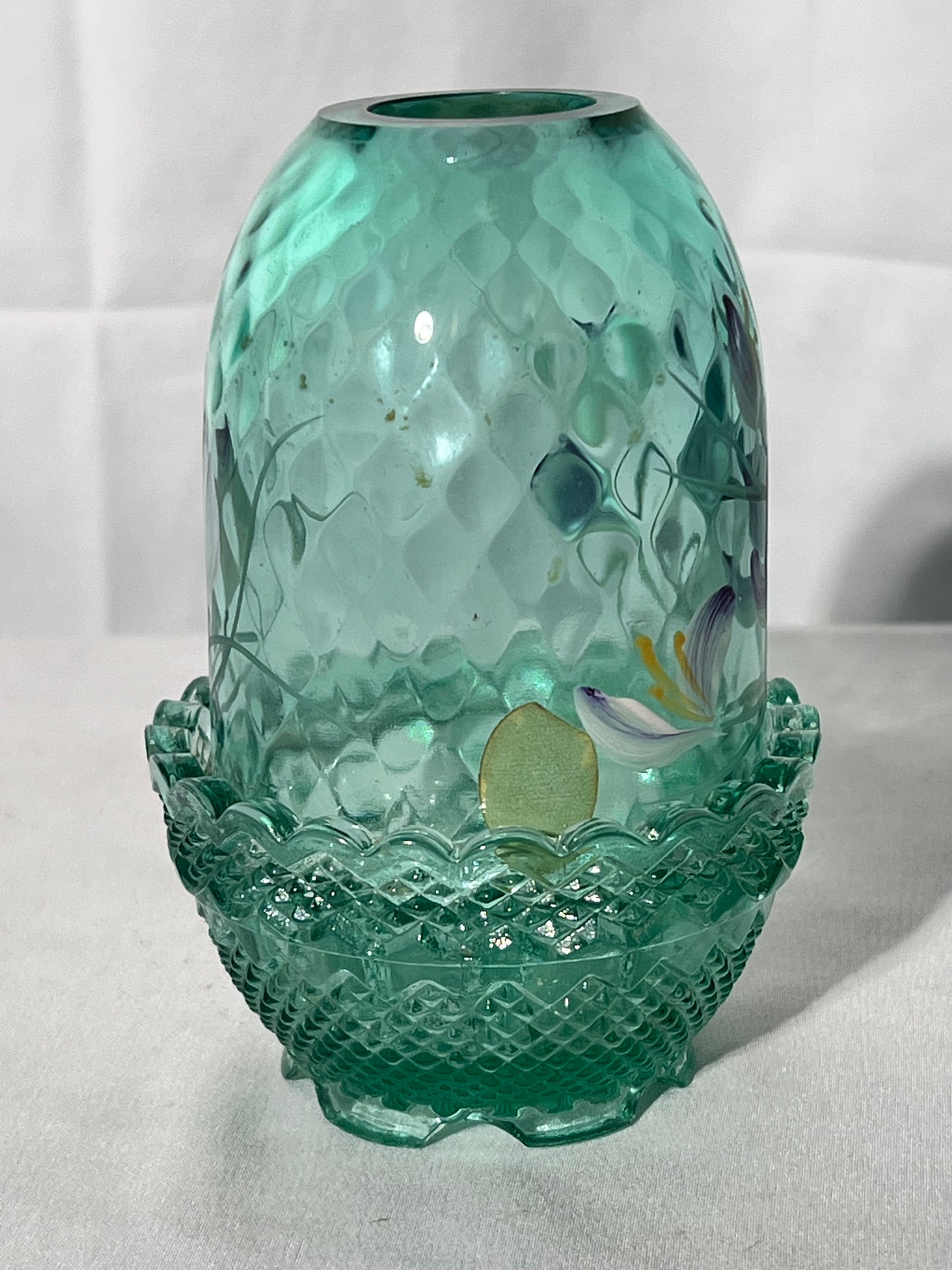 Fenton - Fairy Light - 5” tall - willow green - sign and sticker - no chips