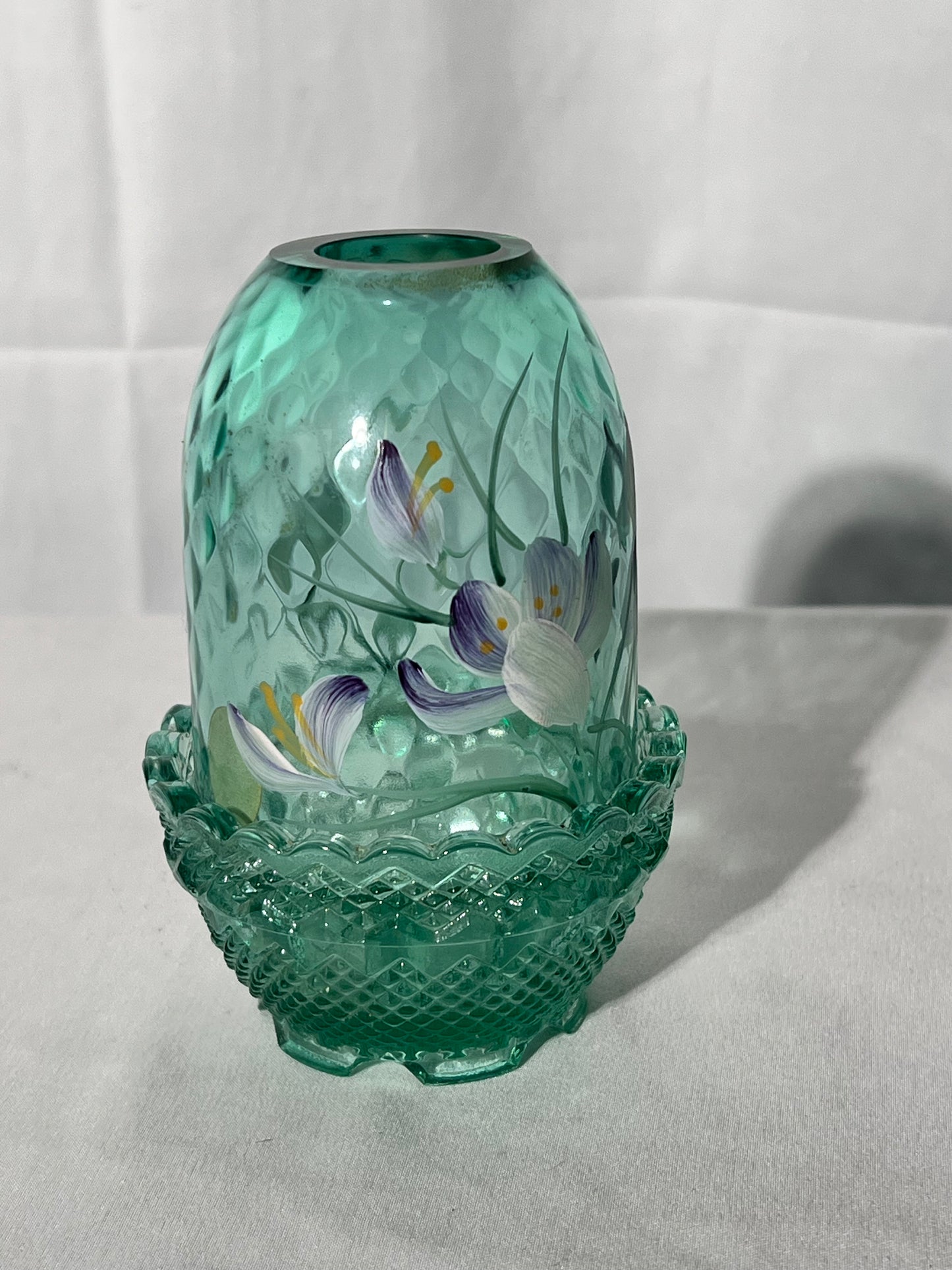 Fenton - Fairy Light - 5” tall - willow green - sign and sticker - no chips