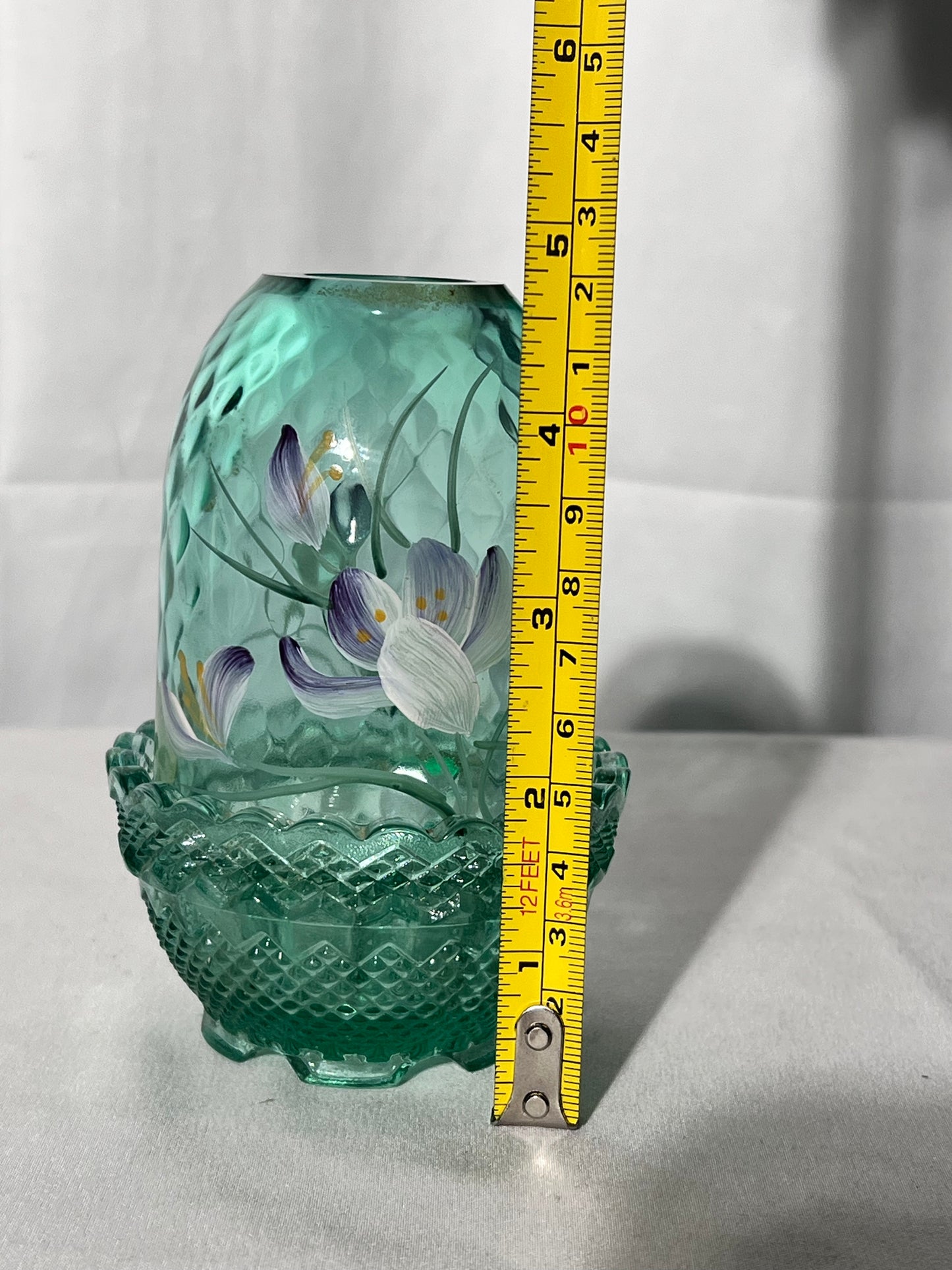 Fenton - Fairy Light - 5” tall - willow green - sign and sticker - no chips