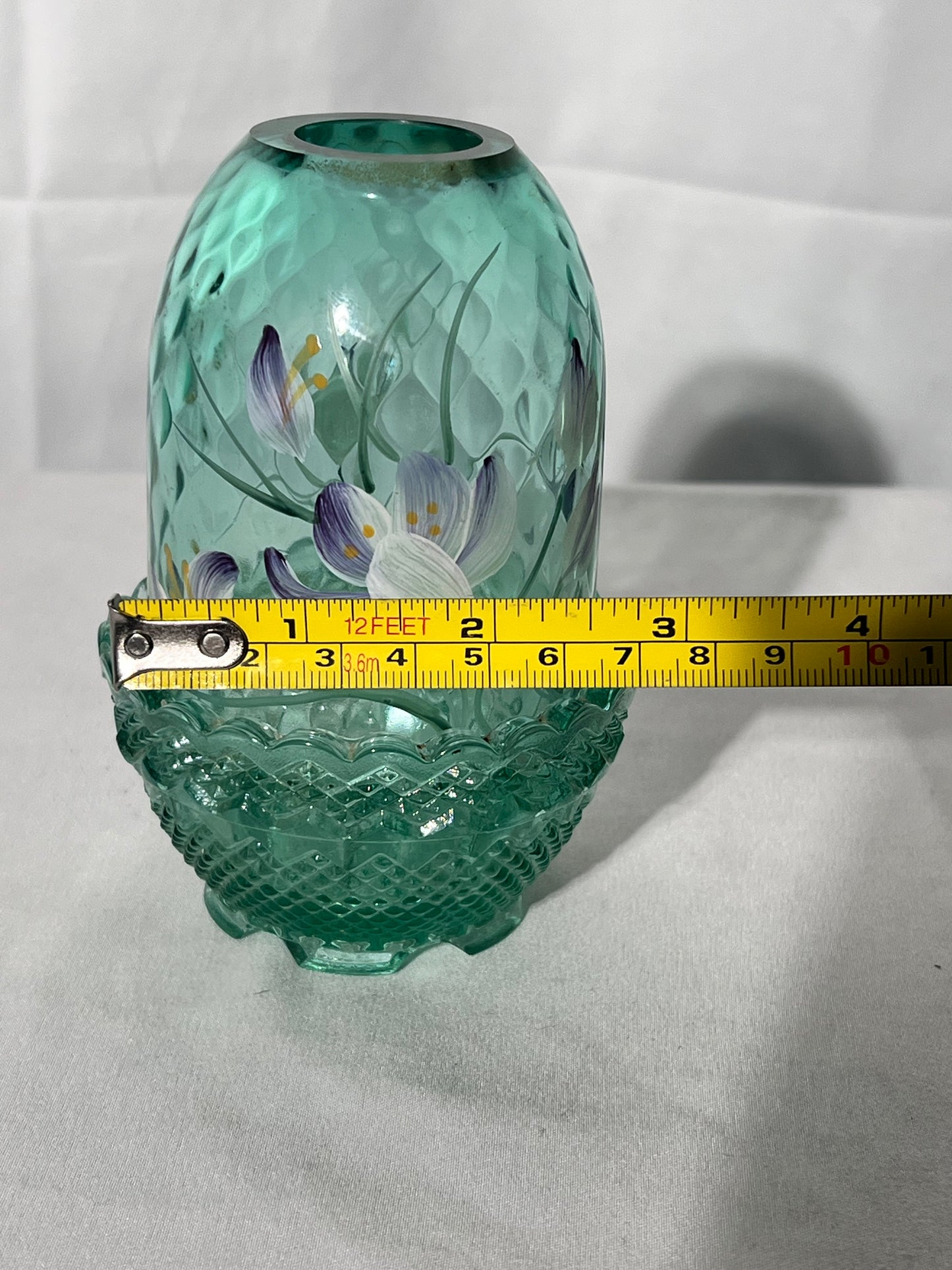 Fenton - Fairy Light - 5” tall - willow green - sign and sticker - no chips