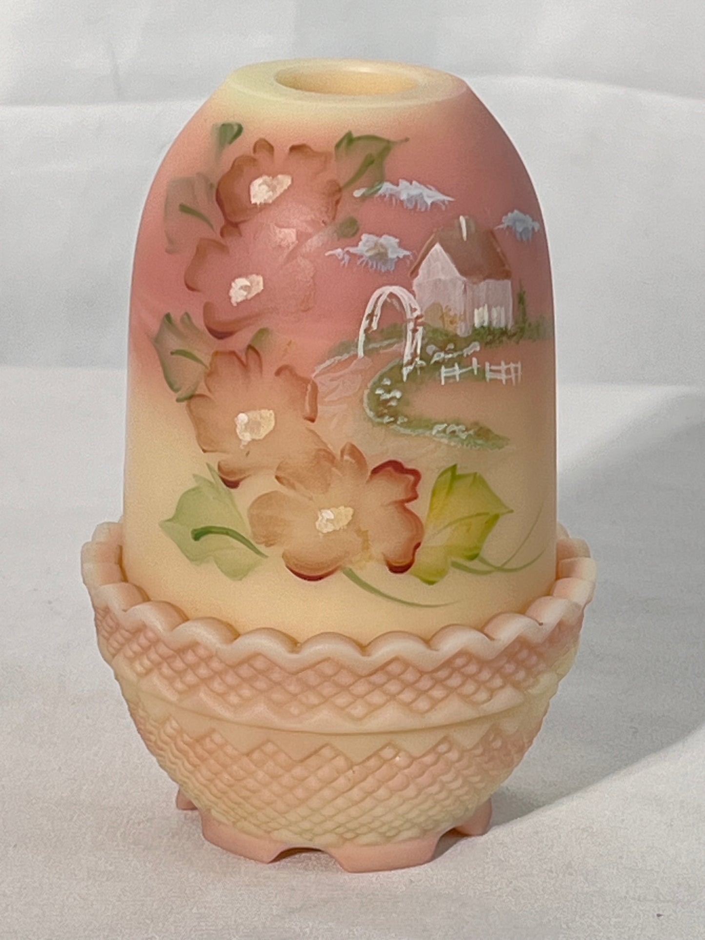 Uranium-Burmese satin-fairy light-hand painted & signed