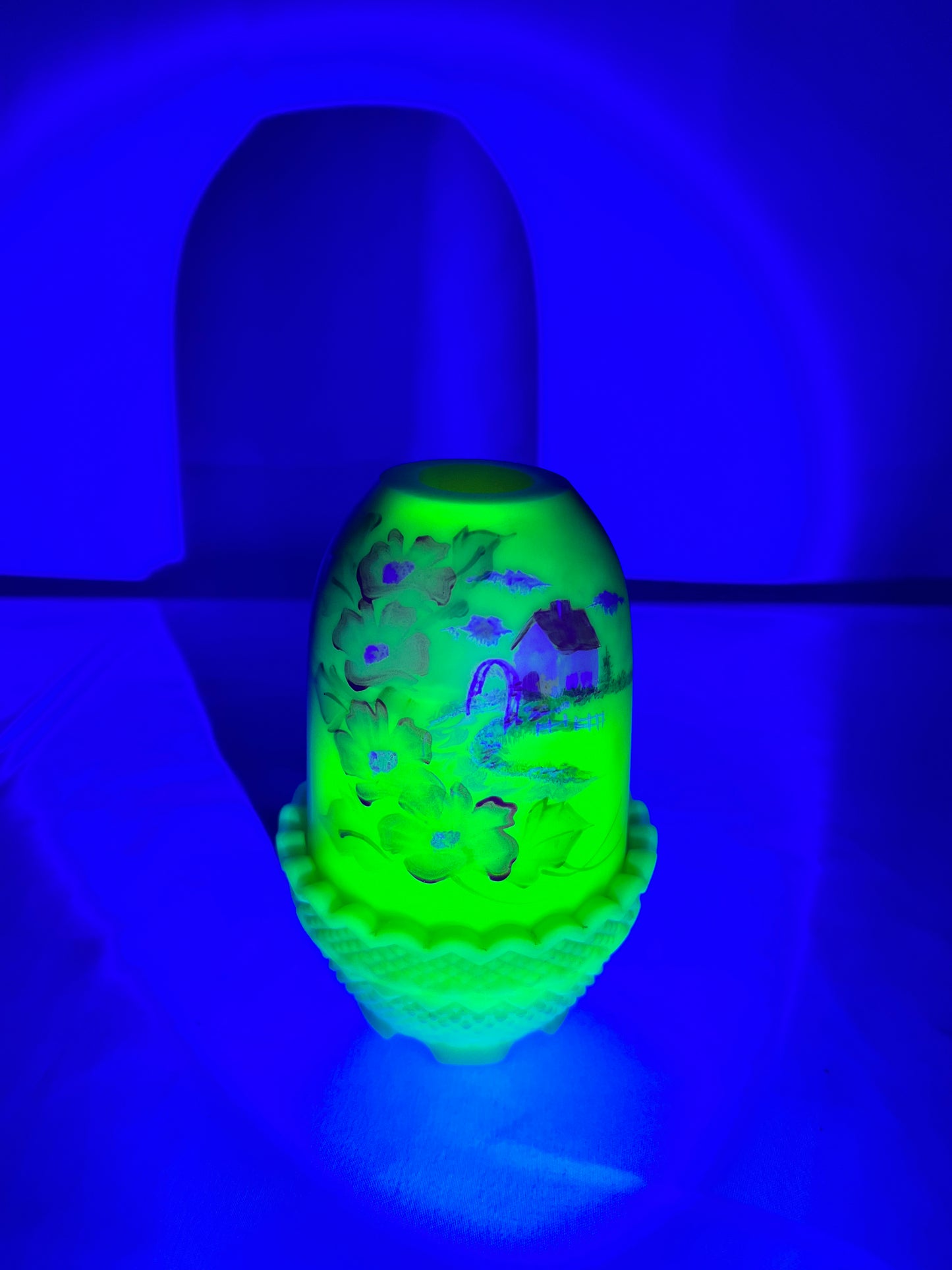 Uranium-Burmese satin-fairy light-hand painted & signed