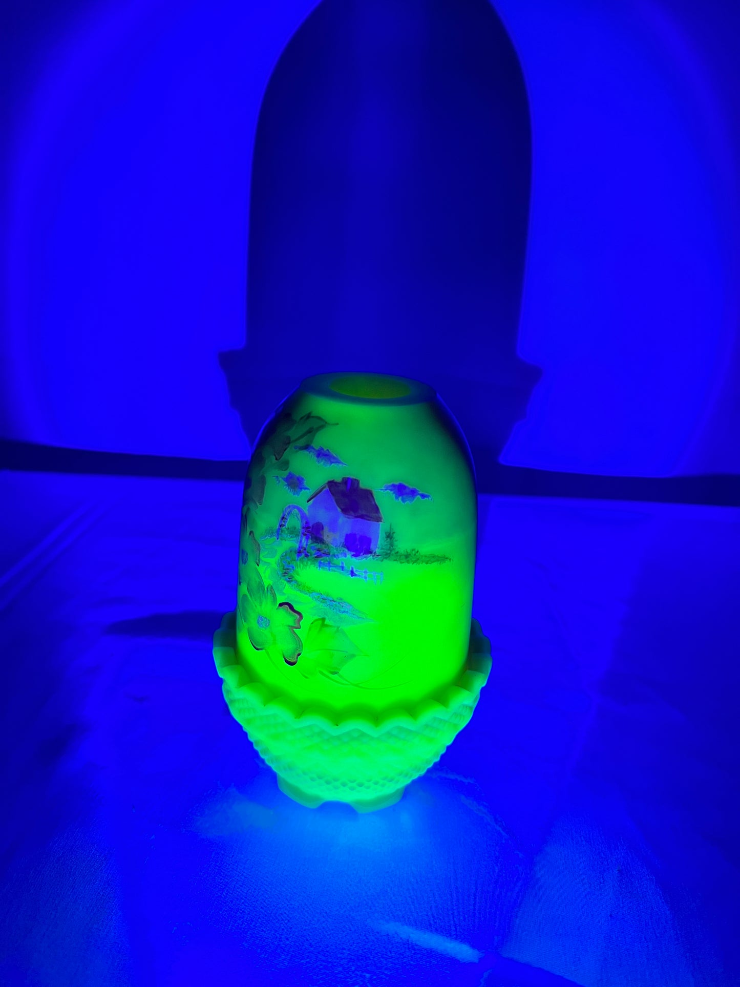 Uranium-Burmese satin-fairy light-hand painted & signed