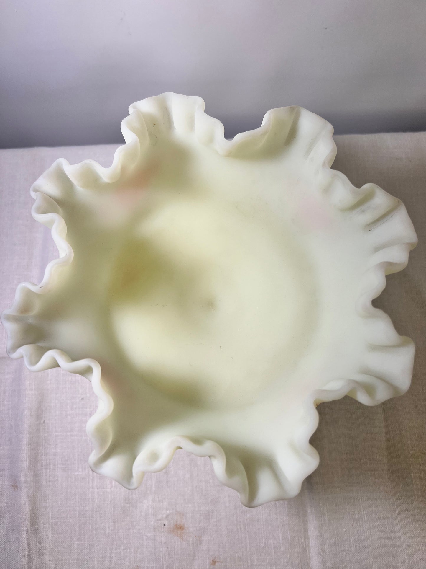 Uranium -Fenton -Burmese Satin- Hand-painted- Rose pattern- Pedestal Compote 