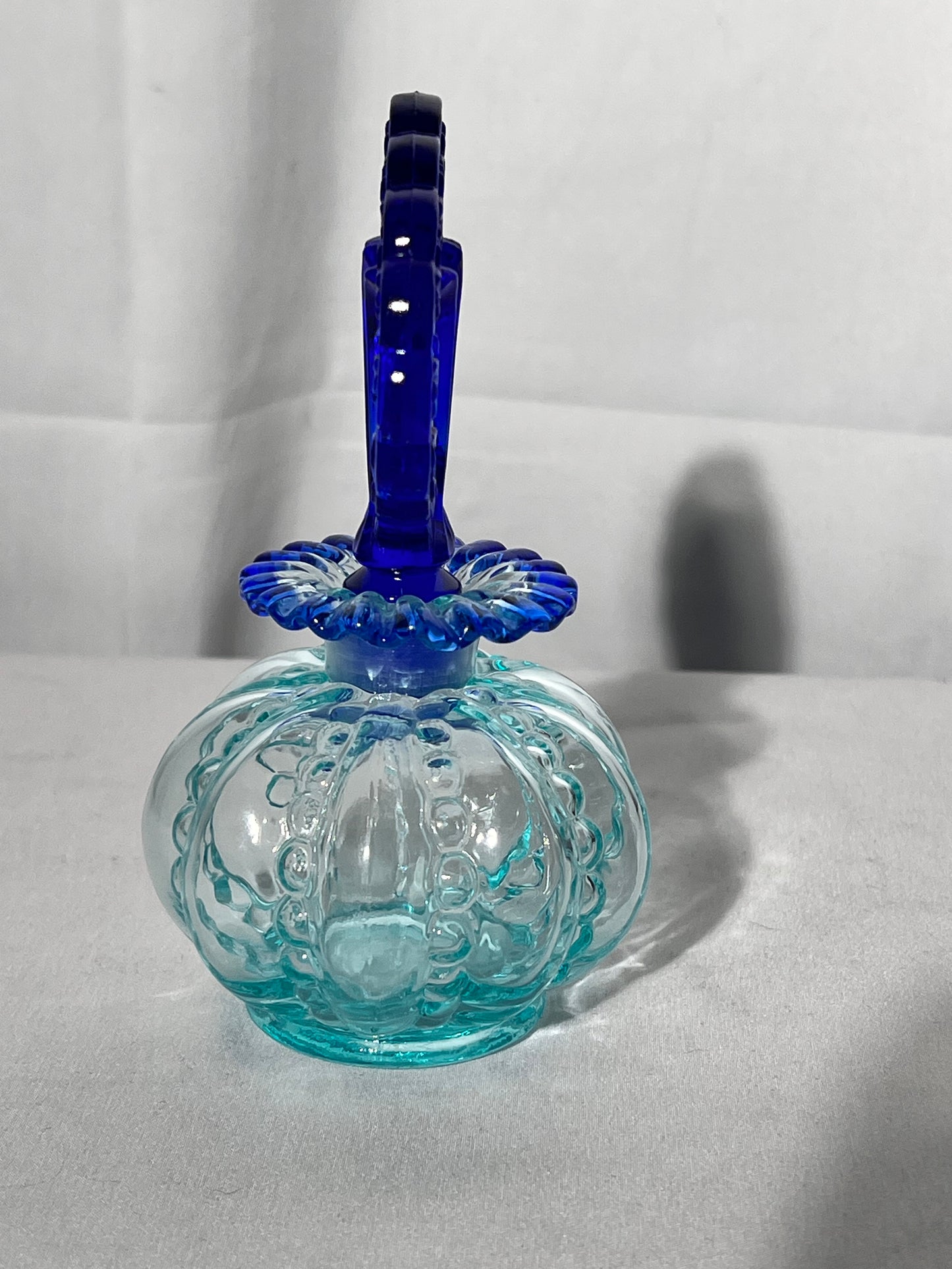 Fenton- 6” glass perfume bottle-aqua and cobalt blue