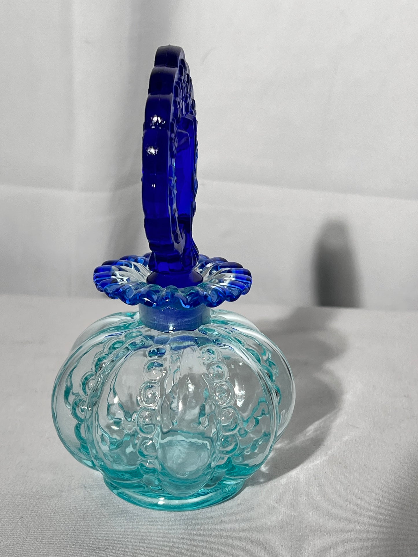 Fenton- 6” glass perfume bottle-aqua and cobalt blue