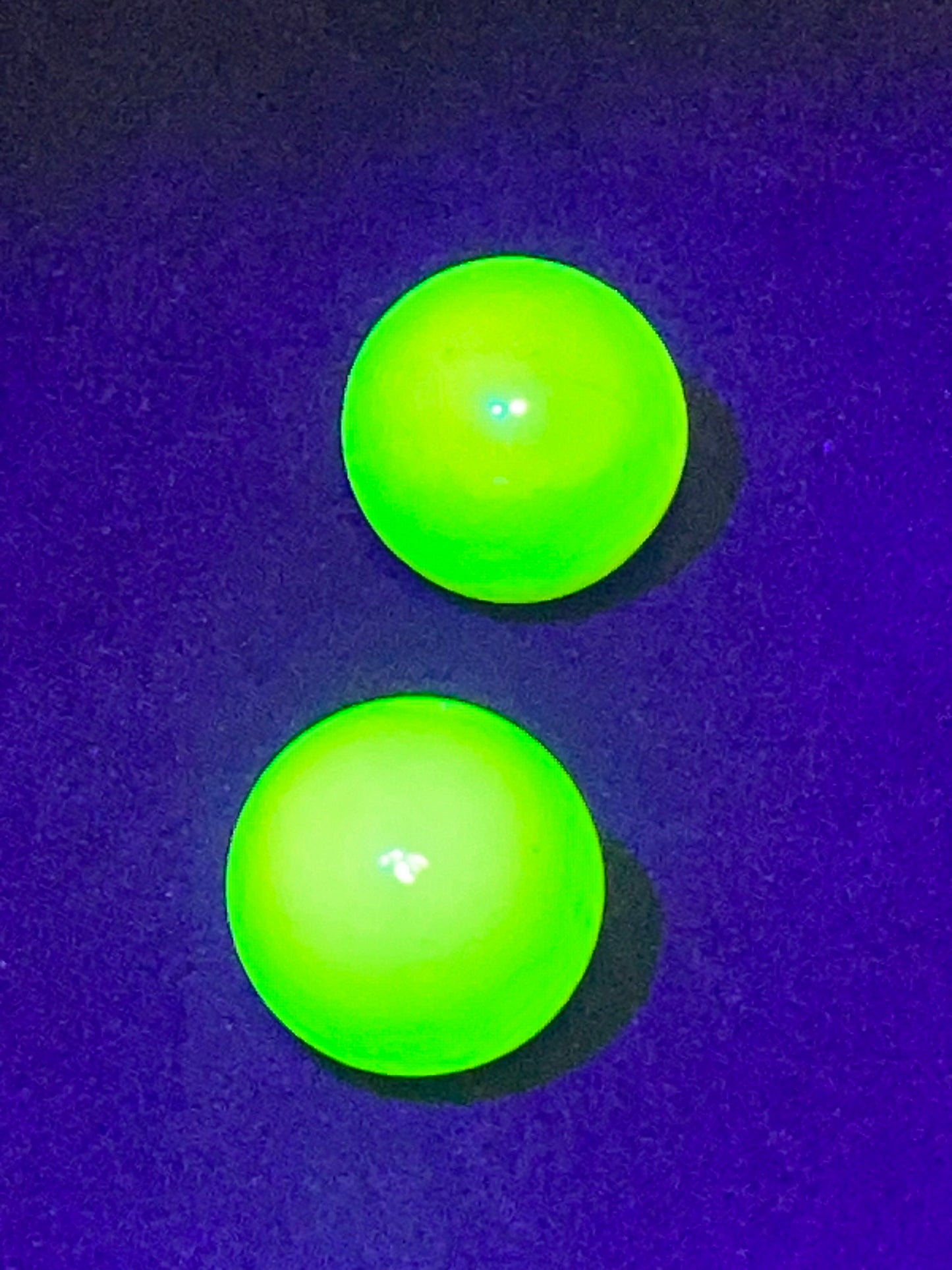 Uranium Marbles- set of 2 - black light - Burmese Satin Pearl