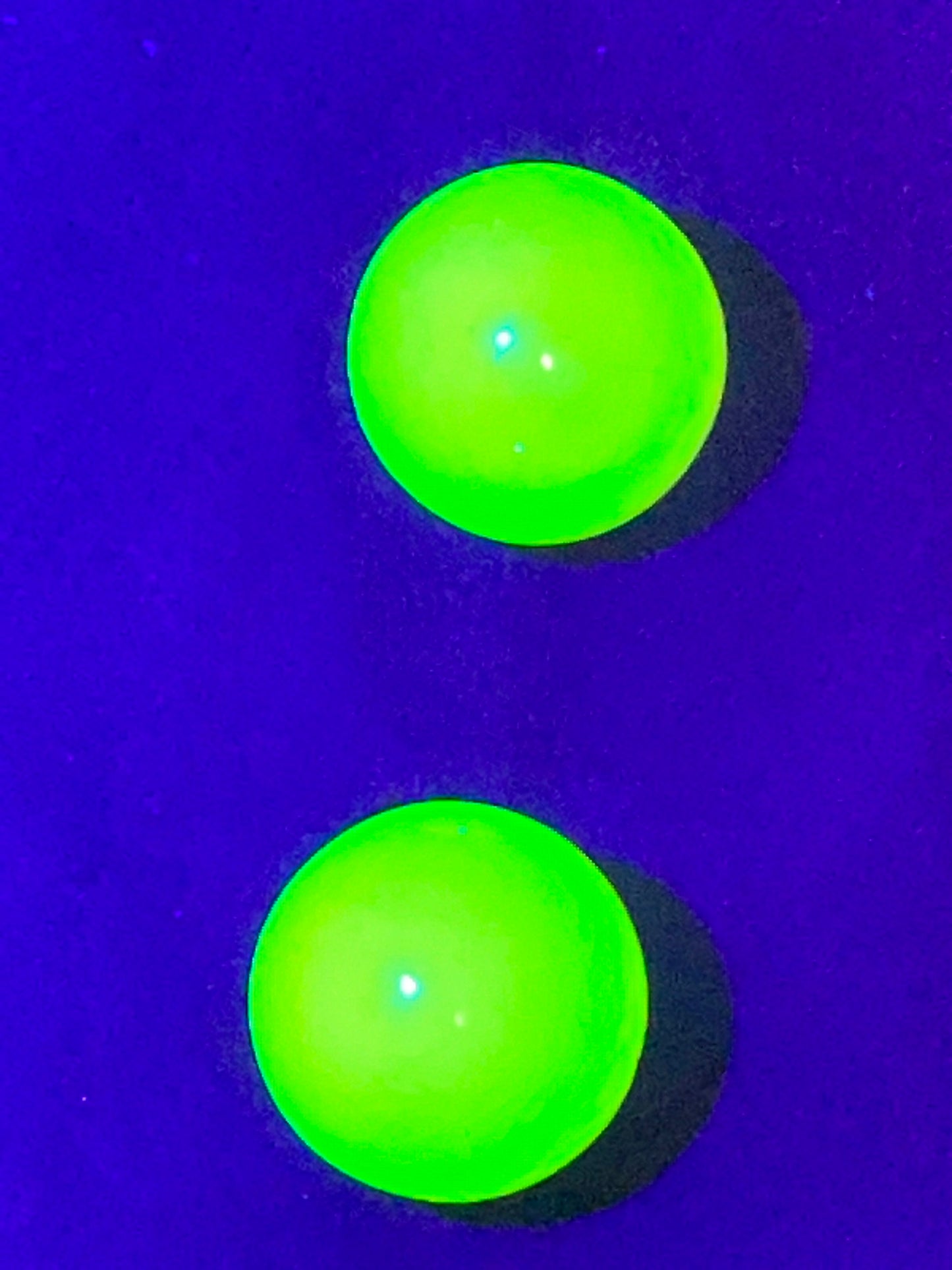 Uranium Marbles- set of 2 - black light - Burmese Satin Pearl