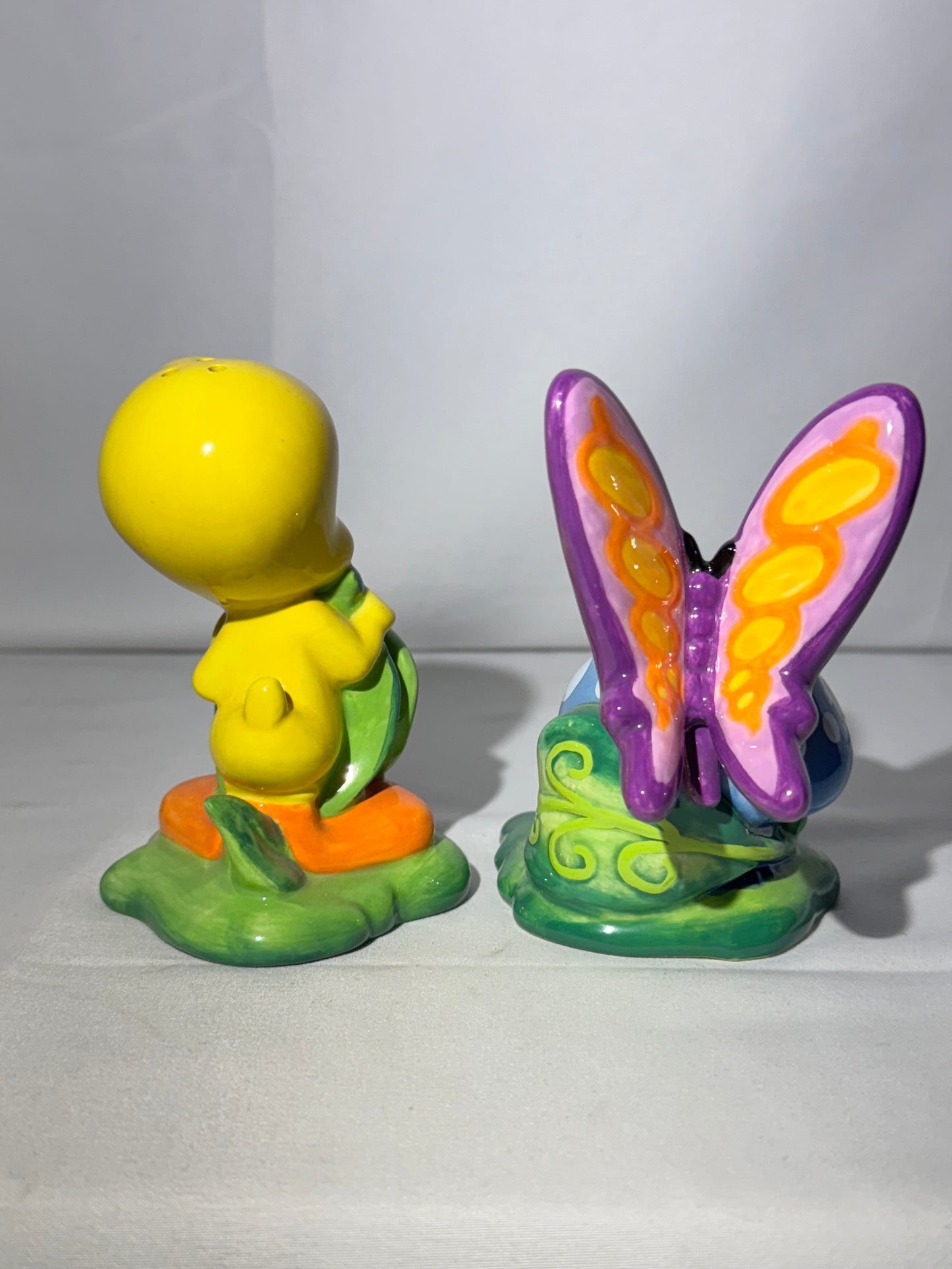 Tweety Bird & Butterfly on mushroom- Salty and Pepper-Warner Brothers- Looney Tunes - Enchanted Garden