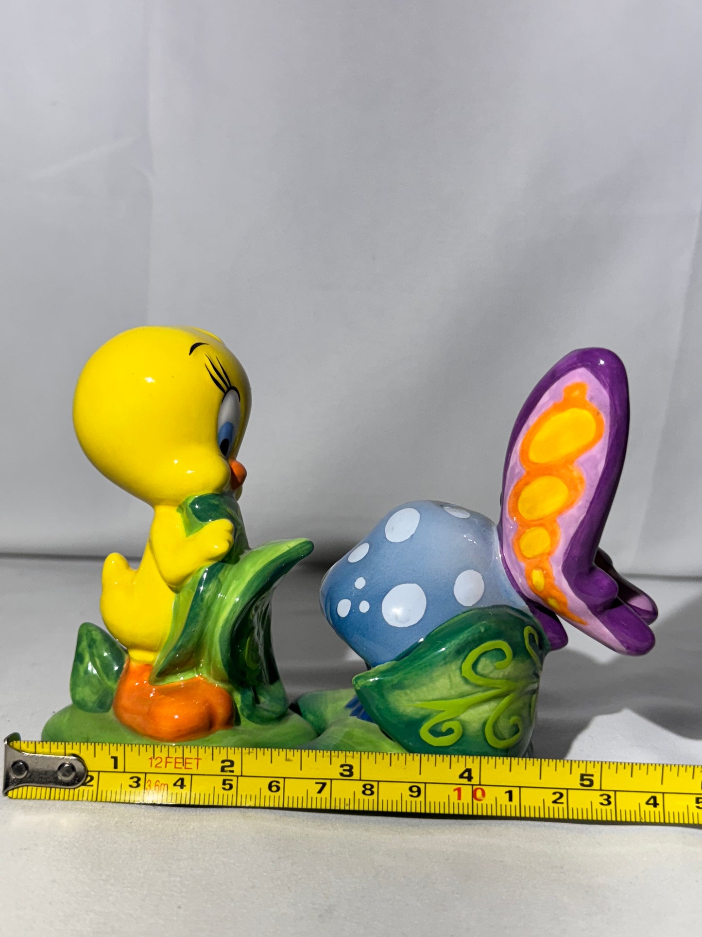 Tweety Bird & Butterfly on mushroom- Salty and Pepper-Warner Brothers- Looney Tunes - Enchanted Garden