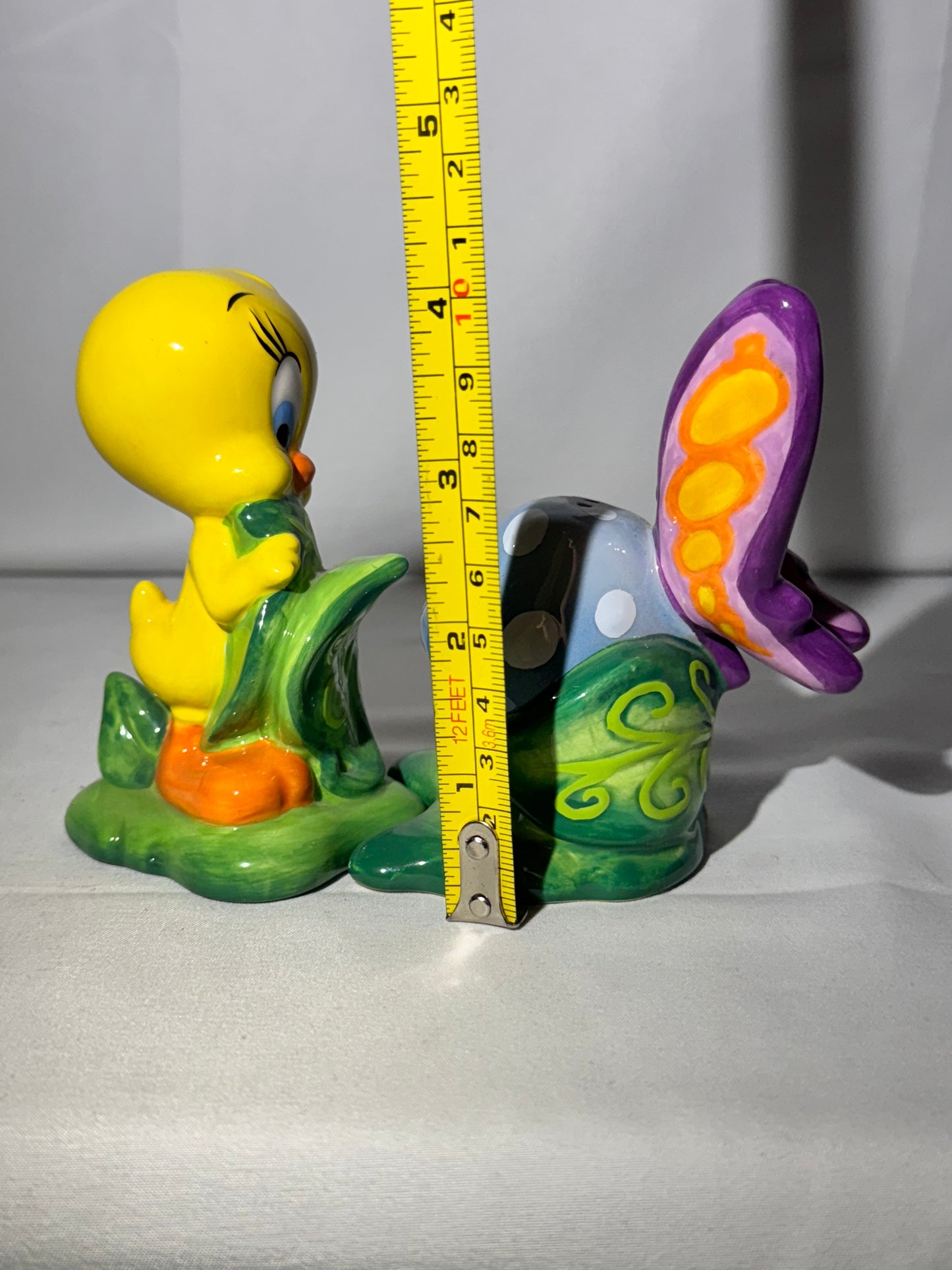 Tweety Bird & Butterfly on mushroom- Salty and Pepper-Warner Brothers- Looney Tunes - Enchanted Garden