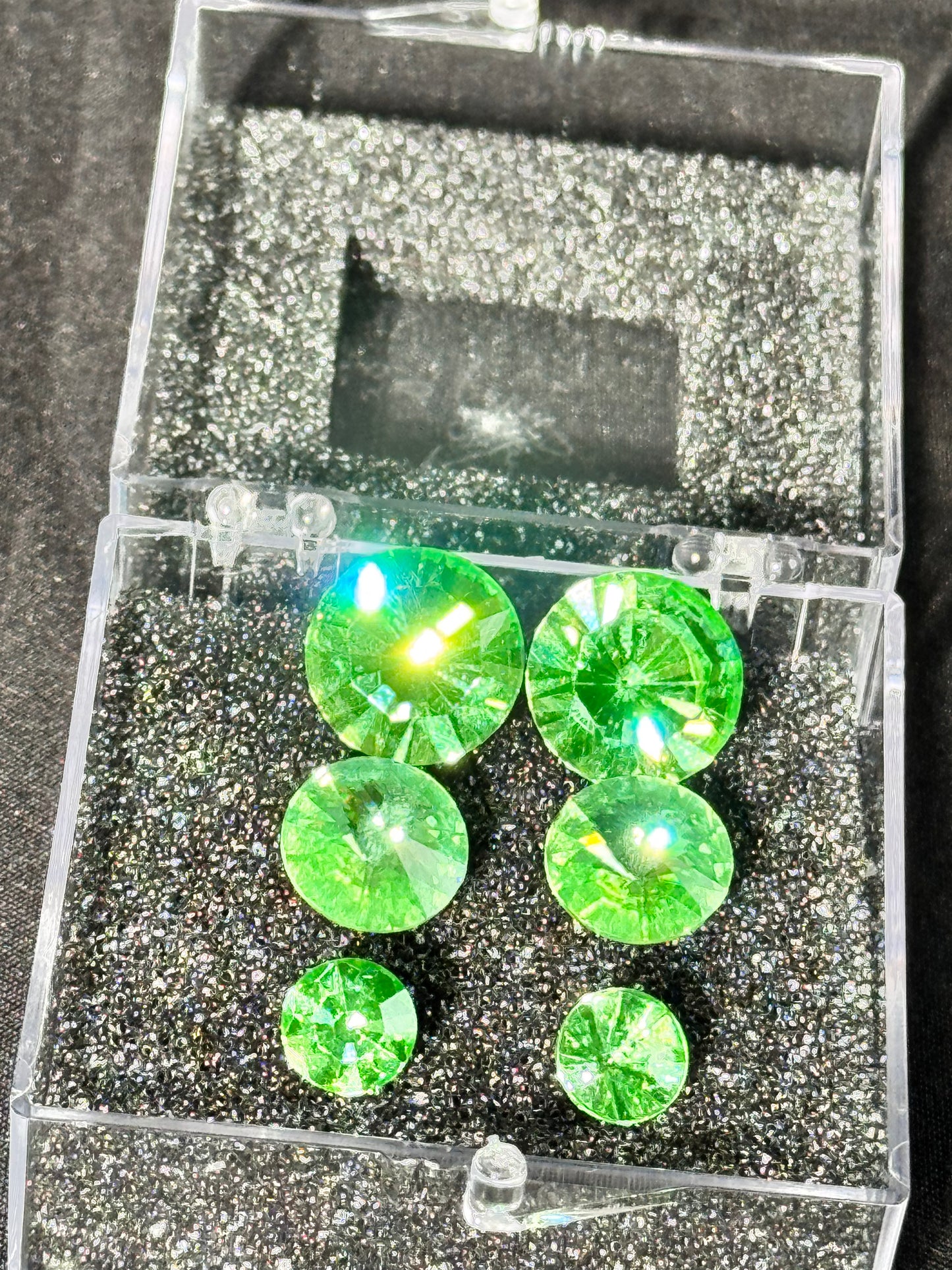 Uranium Gemstones - set of 3 - Green- round - foil back