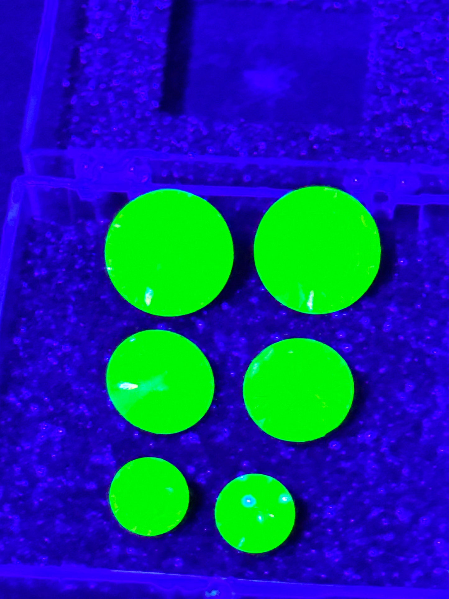 Uranium Gemstones - set of 3 - Green- round - foil back