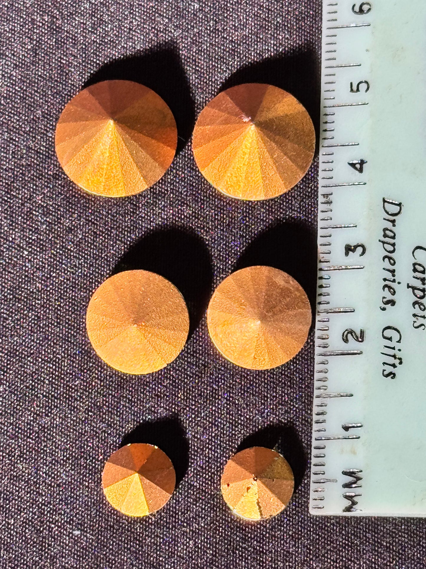 Uranium Gemstones - set of 3 - Green- round - foil back