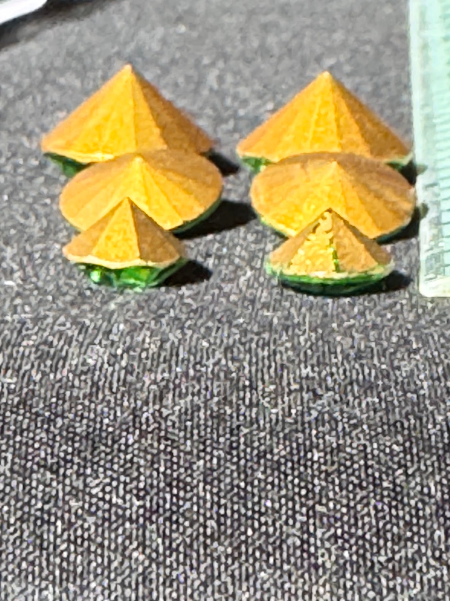 Uranium Gemstones - set of 3 - Green- round - foil back