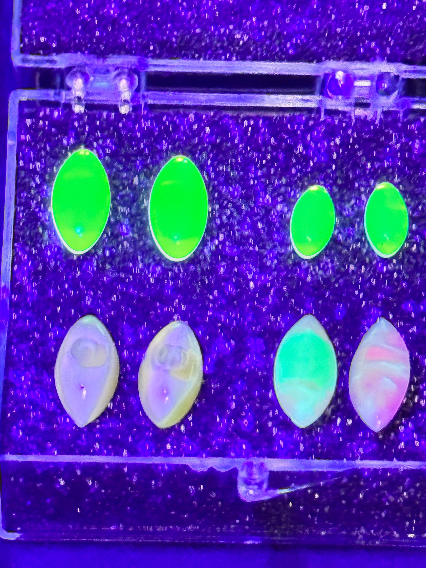Navette Gemstone- uranium- 8 pieces- pink, green and yellow