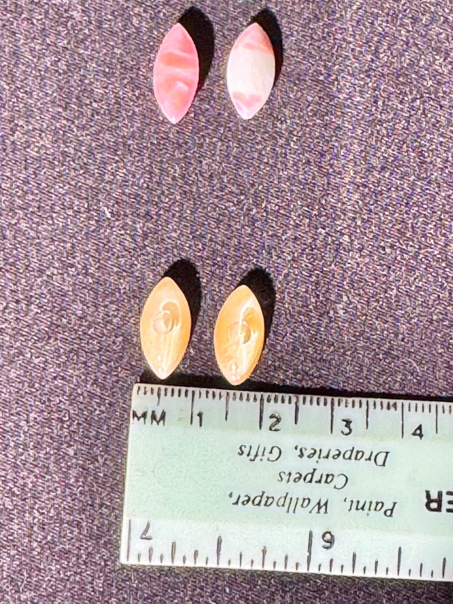 Navette Gemstone- uranium- 8 pieces- pink, green and yellow