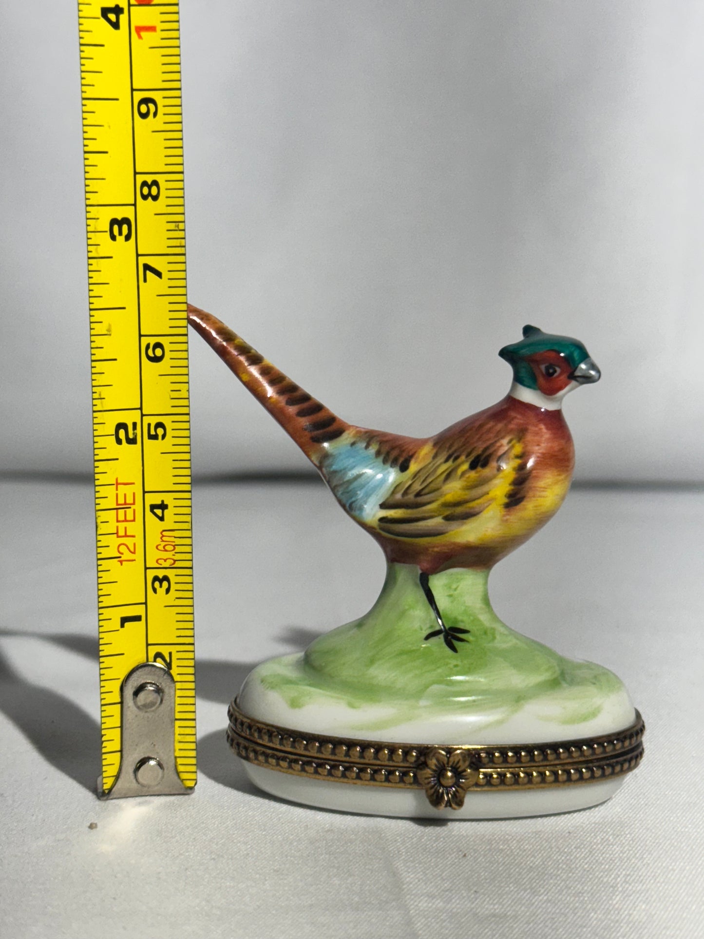 Limoges France Hand-Painted Porcelain Trinket Box – Pheasant Design, Translucent
