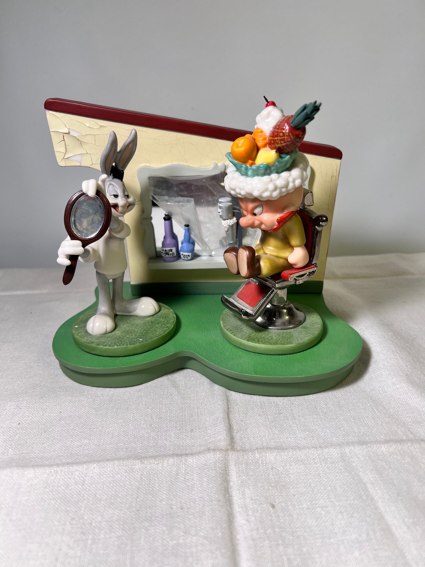 Looney Tunes- Goebel-Spotlight Collection-Barbershop-Limited Edition of 10,098- Bugs Bunny-Hare Do- Elmer Fud- Bad Hare Day-Handcrafted in Malaysia