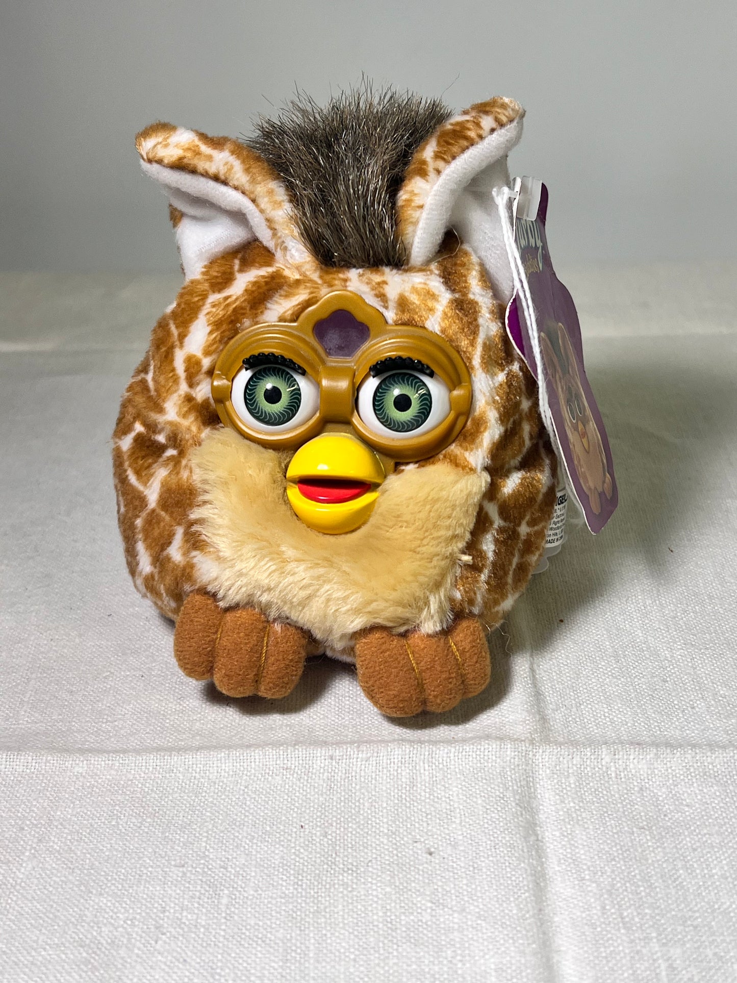 Furby Buddies- Big Hungry- 1999- Tiger electronics- giraffe print-Green eyes