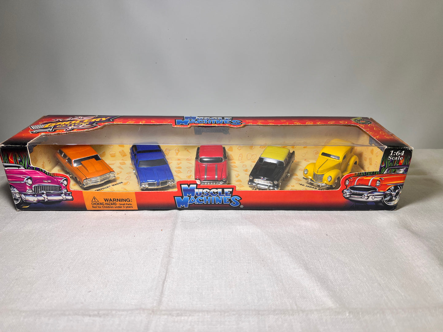 Muscle Machine- Grocery Getters-‘65 Chevelle Wagon- ‘70 Vista Cruiser- ‘56 Safari Wagon- ‘55 Nomad- 40’ Sedan Delivery- NIB-2003- Die cast 1:64 Scale- Toy cars