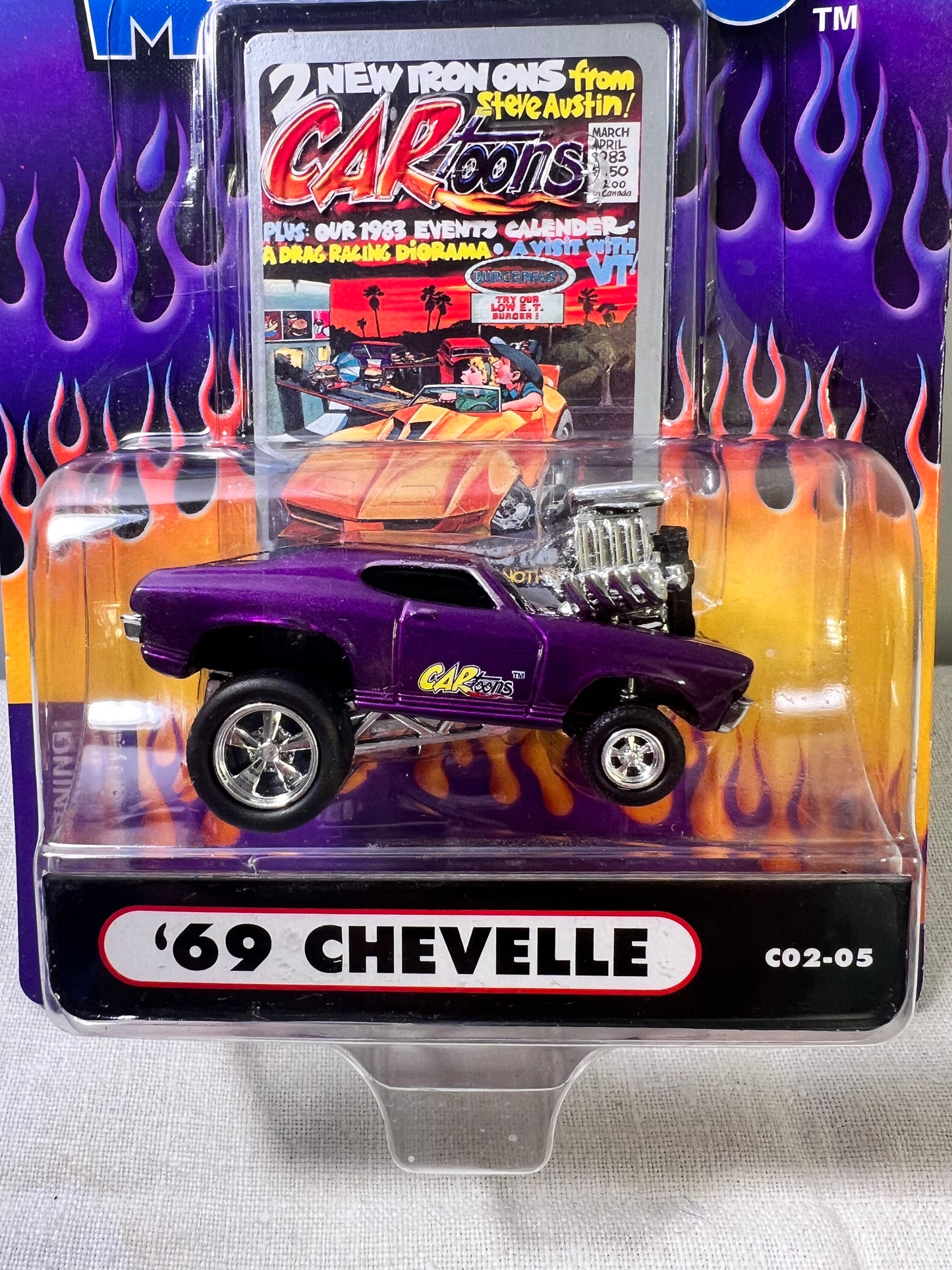 Muscle Machines- ‘69 Chevelle- Die cast 1:64 scale- CO2-05- Cartoons card