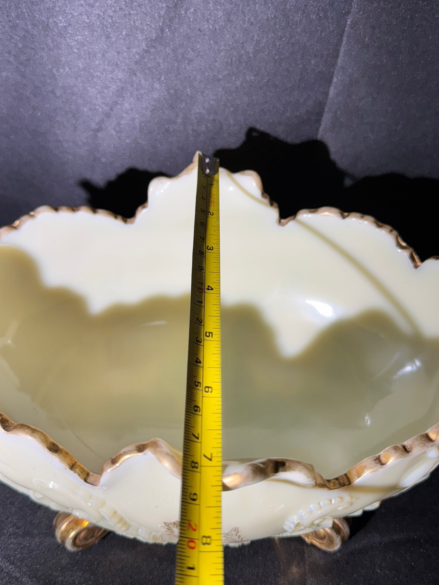 Antique Northwood Louis XV Custard Glass Master Berry Bowl – Uranium, 1898