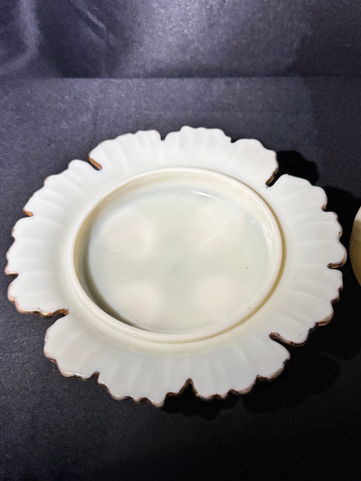 Antique Northwood Louis XV Custard Glass Covered Butter Dish – Uranium, 1898